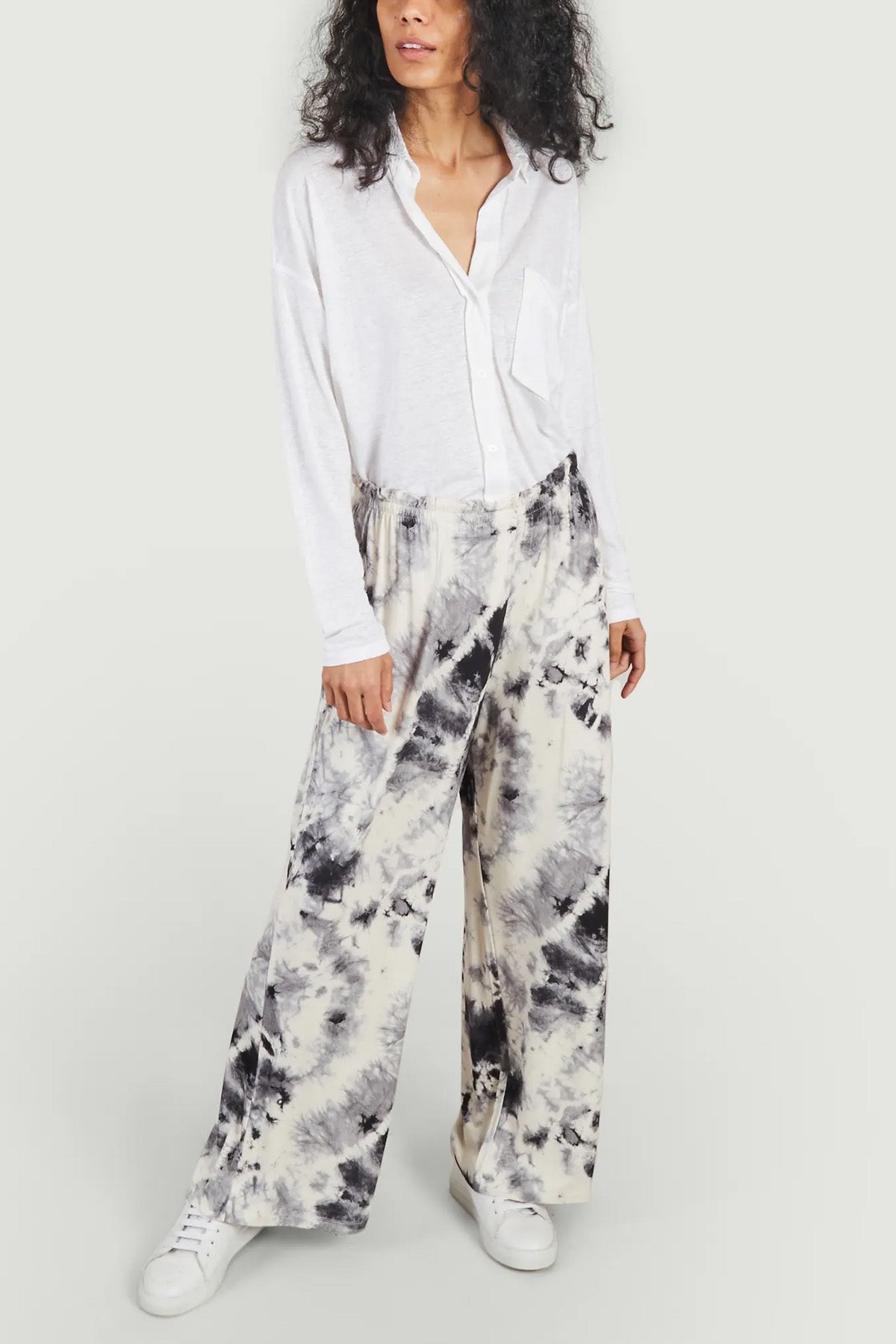 Majestic Desenli Beli Lastikli Streç Pantolon