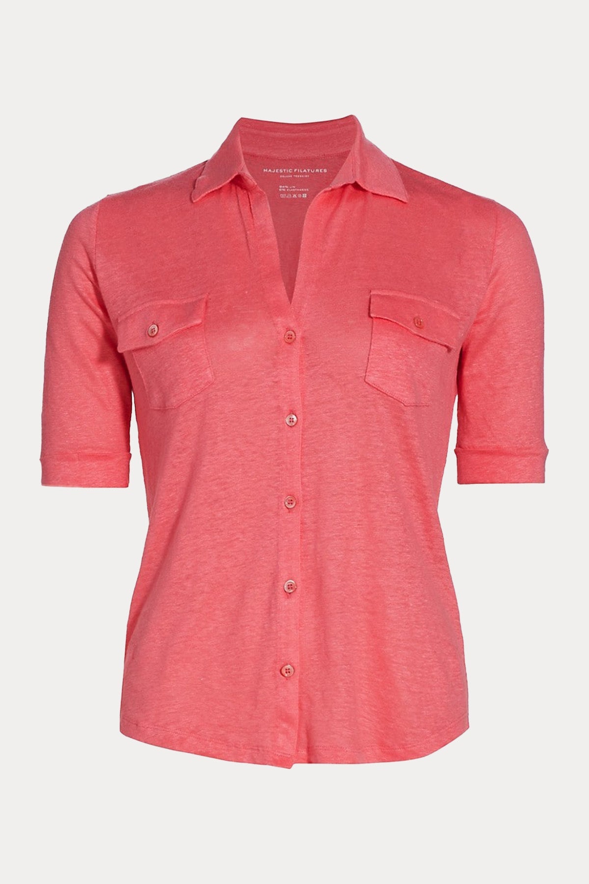 Majestic Cep Detaylı Streç Keten Gömlek