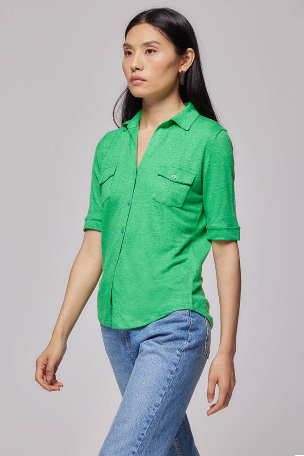 Majestic Cep Detaylı Streç Keten Gömlek-Libas Trendy Fashion Store