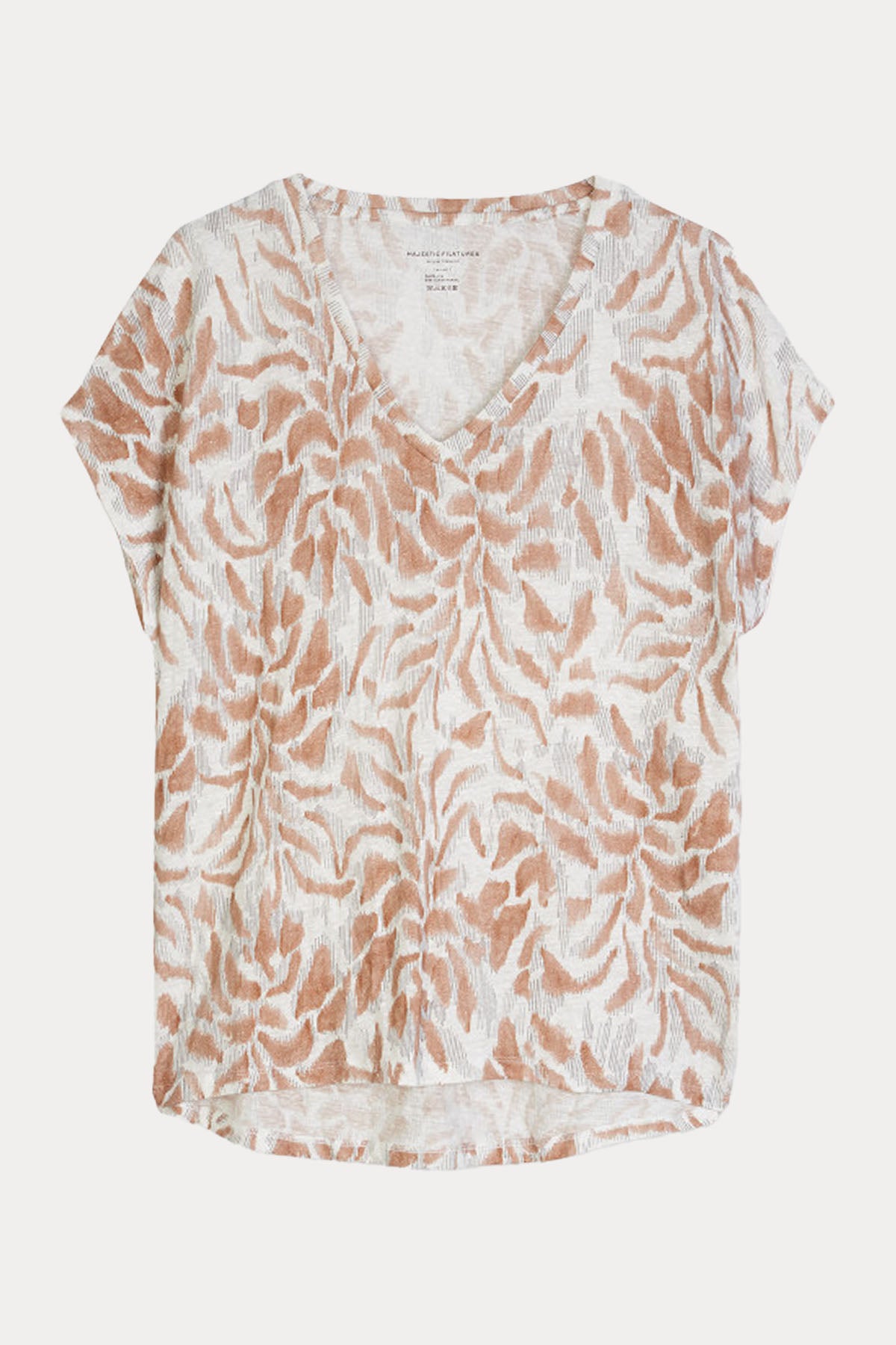 Majestic V Yaka Streç Keten T-shirt-Libas Trendy Fashion Store