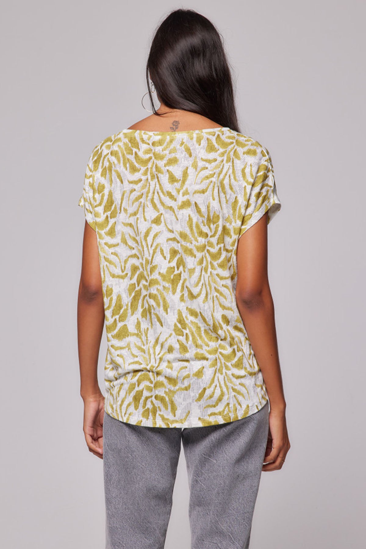 Majestic V Yaka Streç Keten T-shirt-Libas Trendy Fashion Store