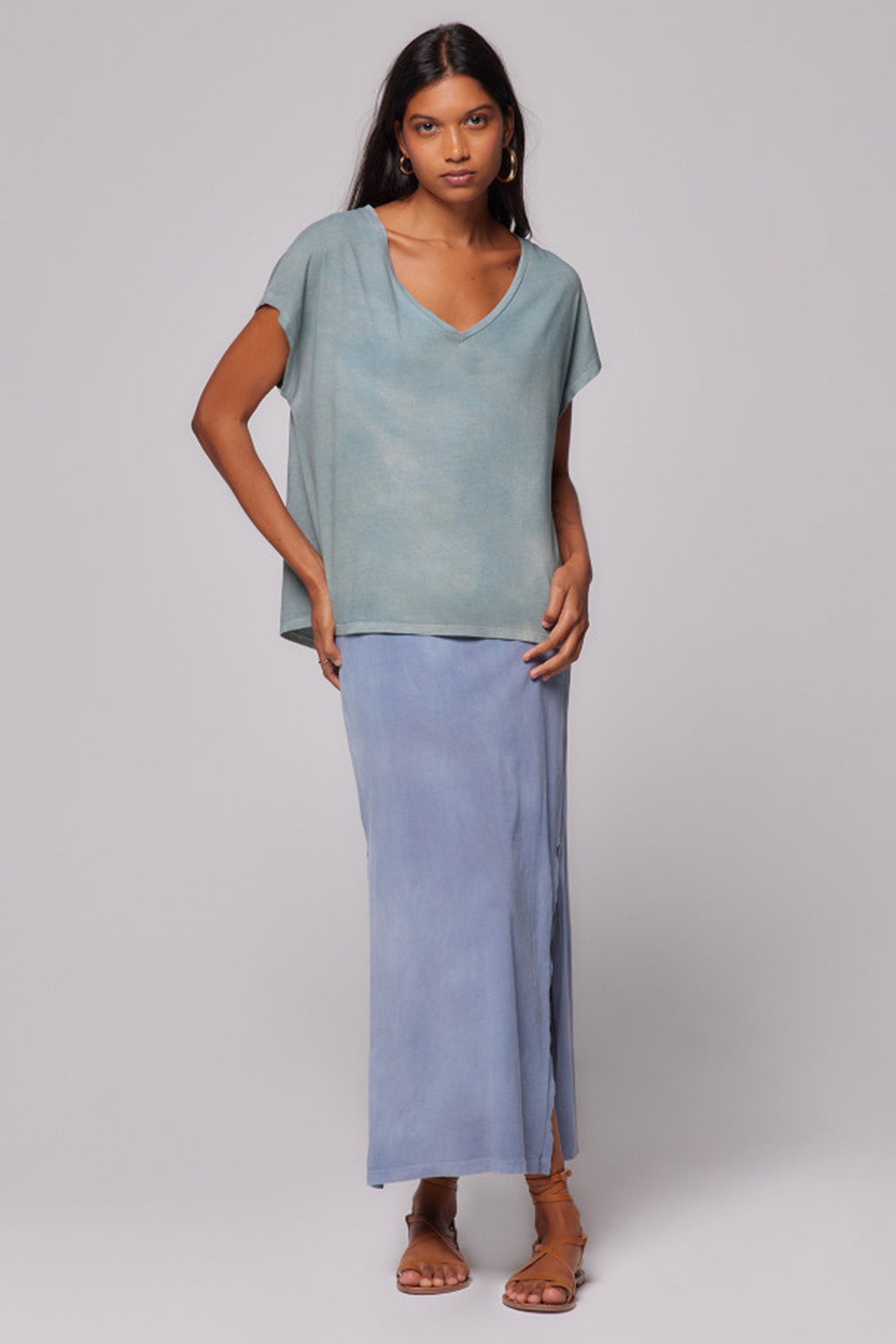 Majestic Geniş Kesim V Yaka  T-shirt