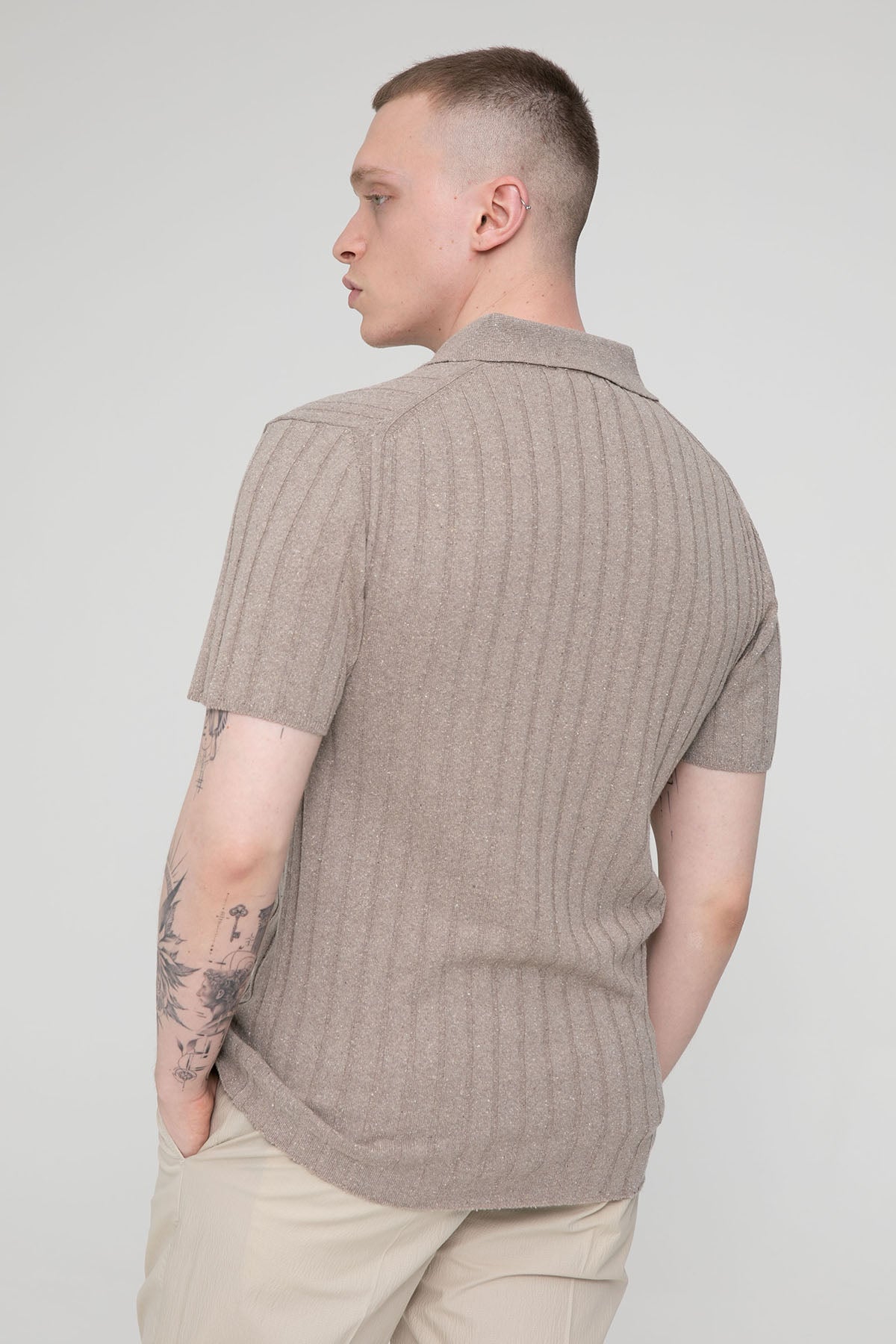 Manifattura Polo Yaka İnce Örgü İpek T-shirt-Libas Trendy Fashion Store