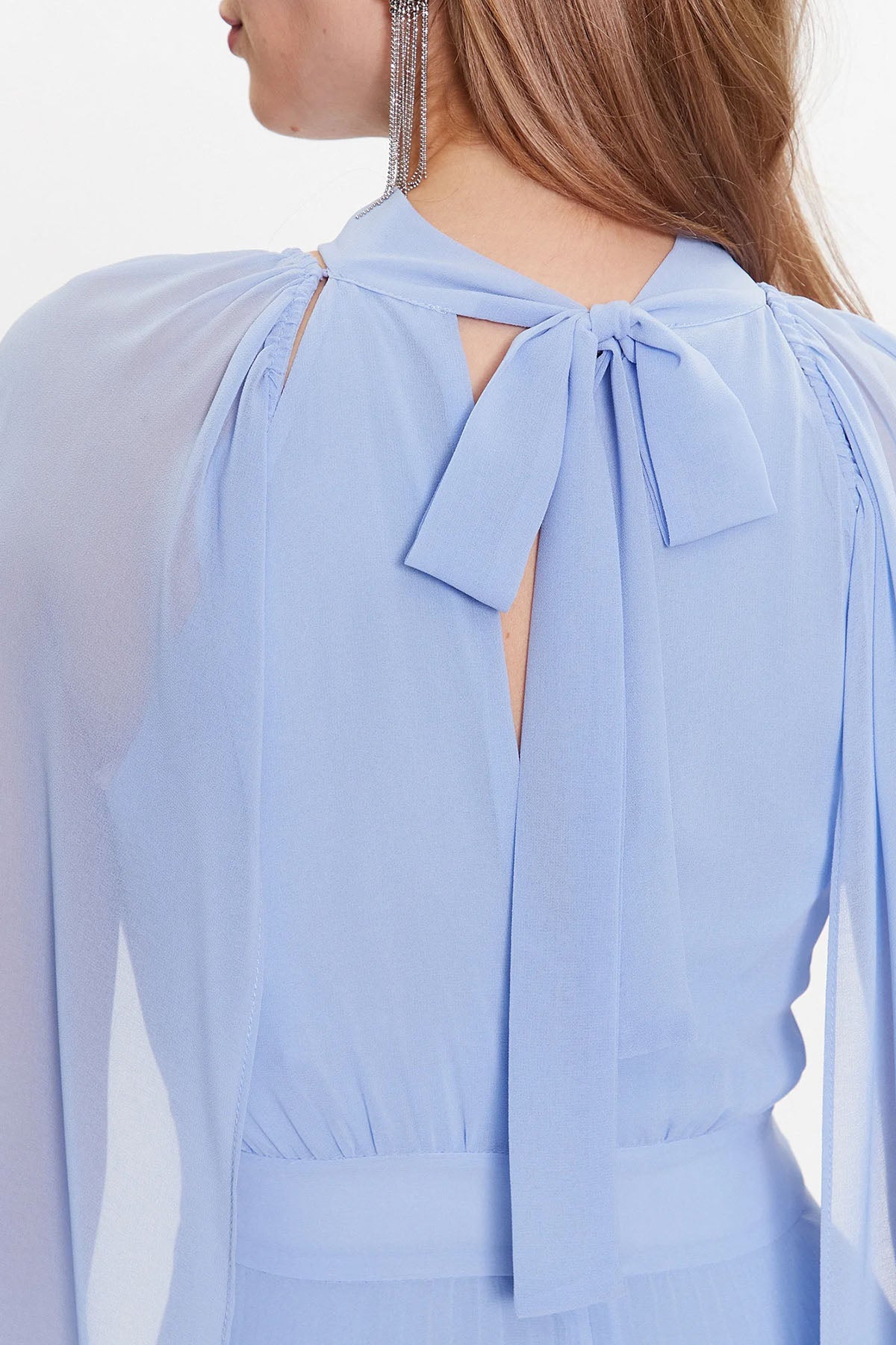 Liu Jo Pelerinli Piliseli Midi Abiye Elbise-Libas Trendy Fashion Store