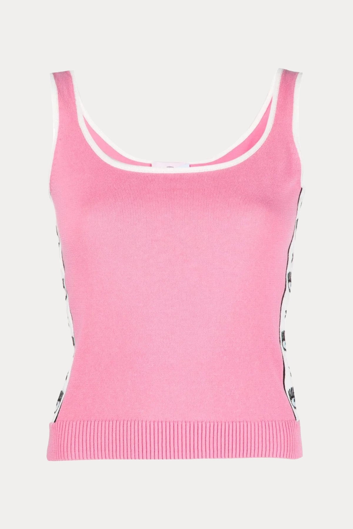 Chiara Ferragni Yuvarlak Yaka Kolsuz Logolu T-shirt