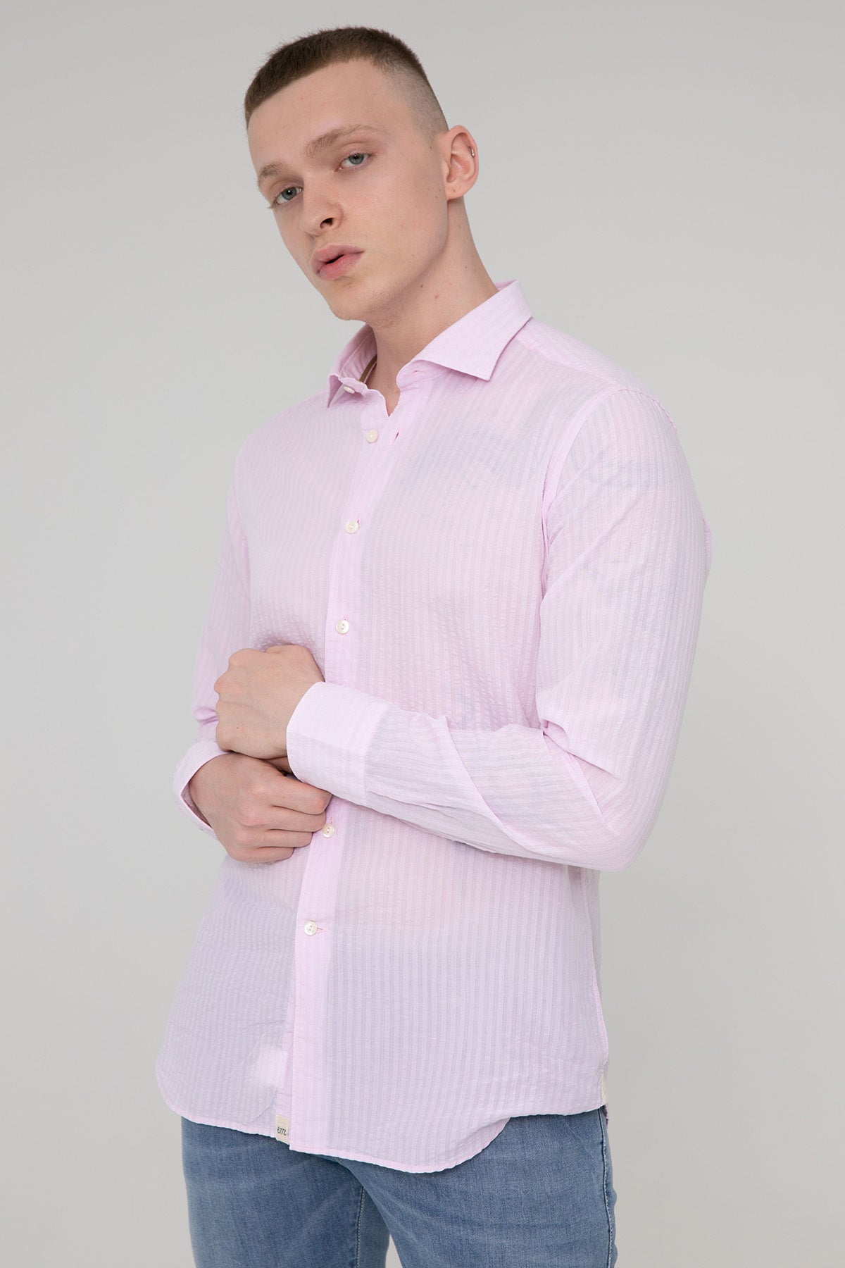 Tintoria Mattei İtalyan Yaka Ketenli Slim Fit Gömlek-Libas Trendy Fashion Store