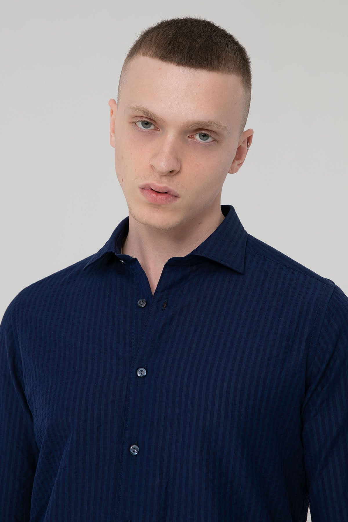 Tintoria Mattei İtalyan Yaka Ketenli Slim Fit Gömlek-Libas Trendy Fashion Store