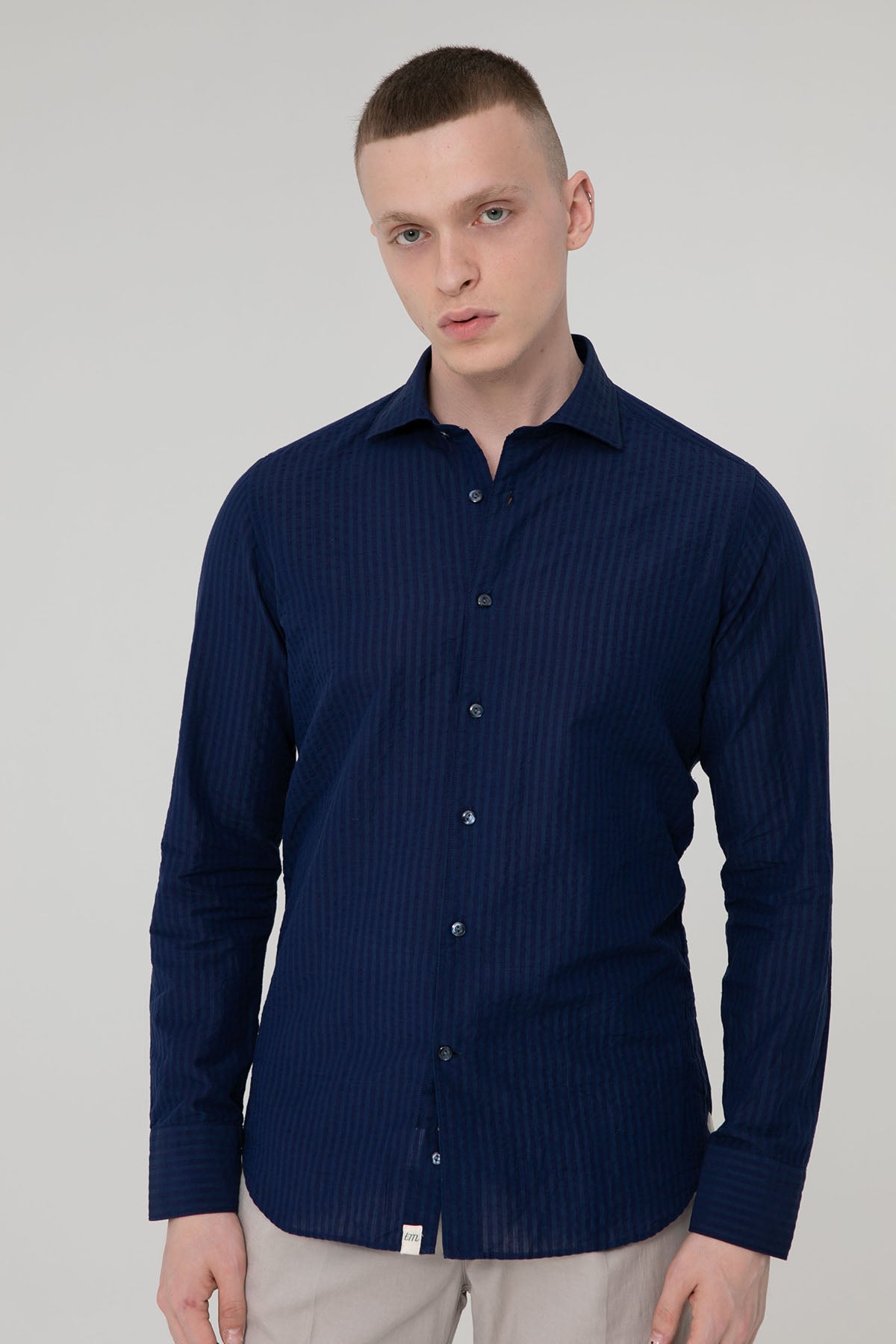 Tintoria Mattei İtalyan Yaka Ketenli Slim Fit Gömlek-Libas Trendy Fashion Store