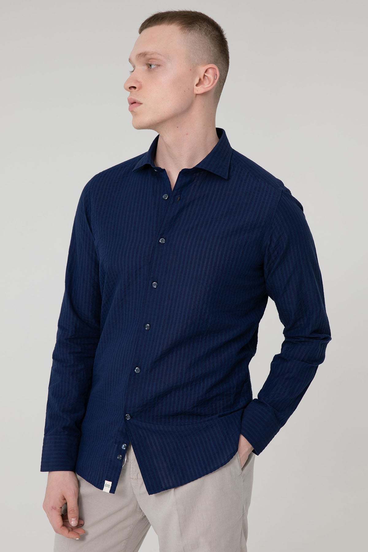 Tintoria Mattei İtalyan Yaka Ketenli Slim Fit Gömlek-Libas Trendy Fashion Store