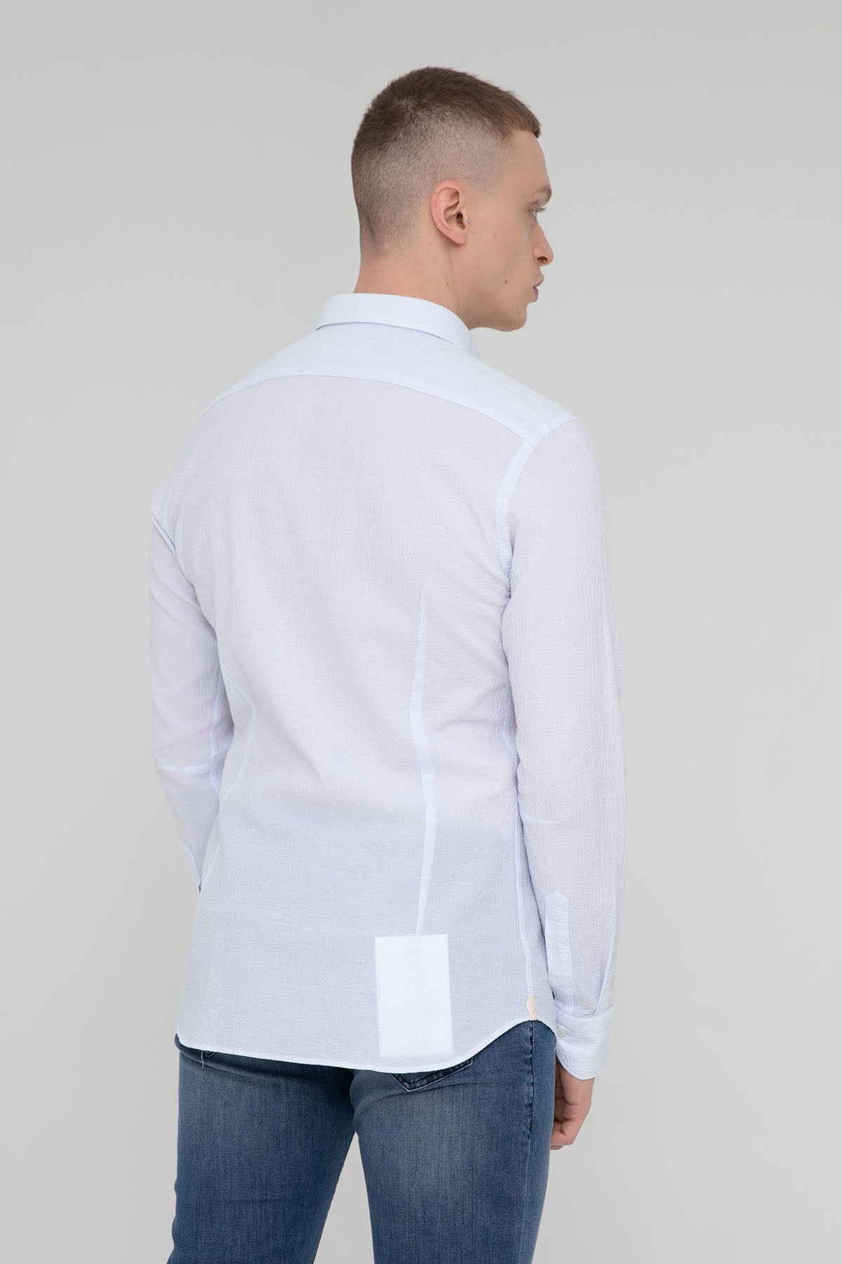 Tintoria Mattei İtalyan Yaka Gofre Kumaş Slim Fit Gömlek-Libas Trendy Fashion Store