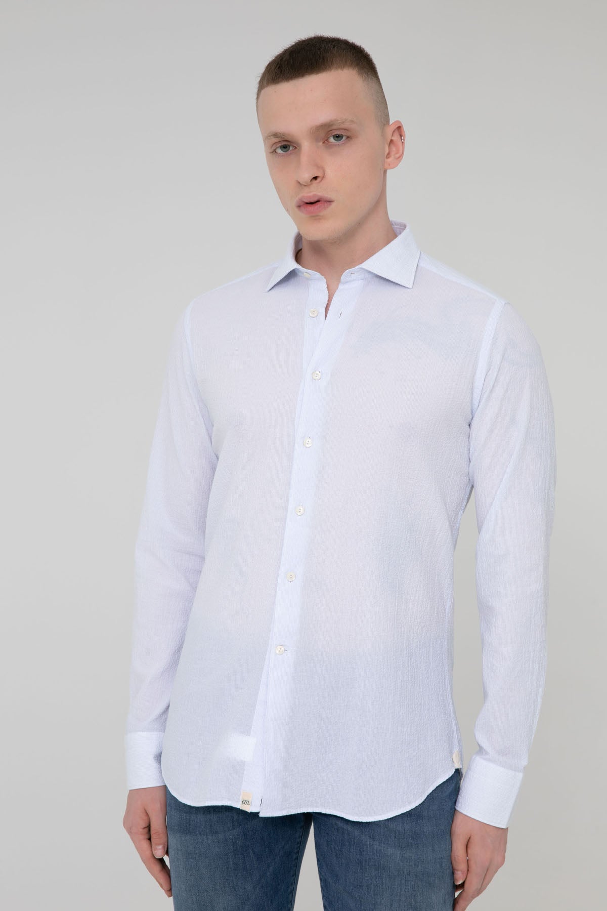 Tintoria Mattei İtalyan Yaka Gofre Kumaş Slim Fit Gömlek-Libas Trendy Fashion Store