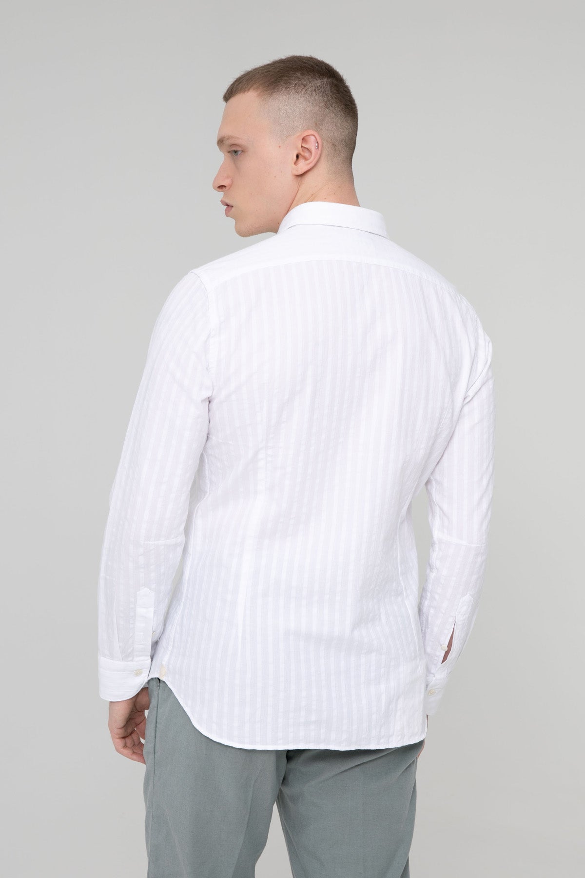 Tintoria Mattei İtalyan Yaka Ketenli Slim Fit Gömlek-Libas Trendy Fashion Store