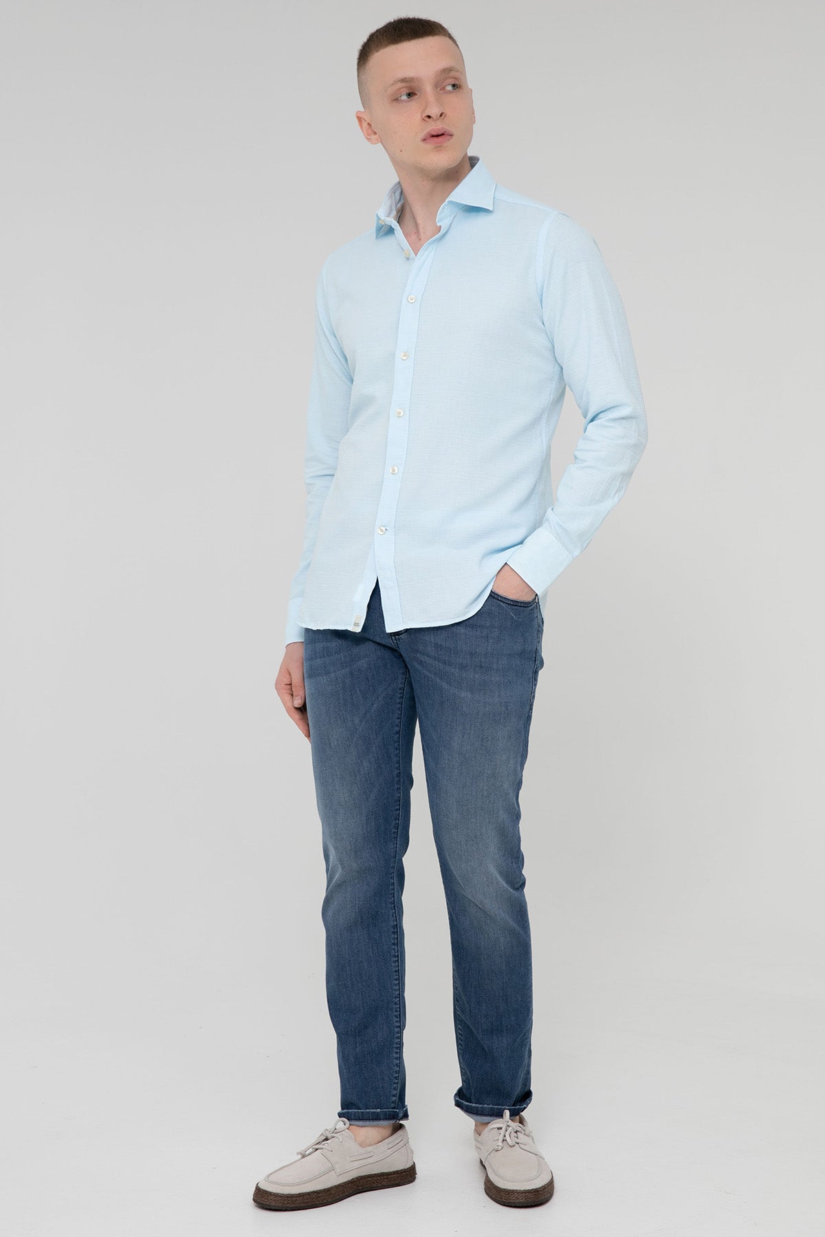 Tintoria Mattei Regular Fit İtalyan Yaka Yıkamalı Gömlek-Libas Trendy Fashion Store