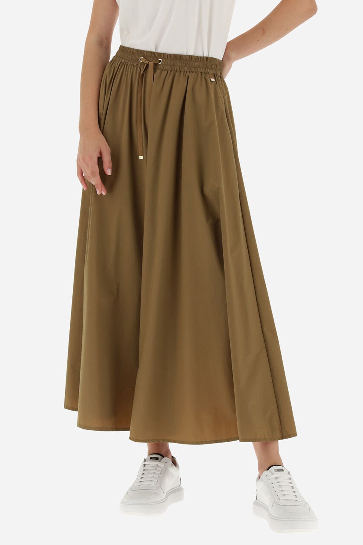 Herno Beli Lastikli Pileli Midi Etek-Libas Trendy Fashion Store