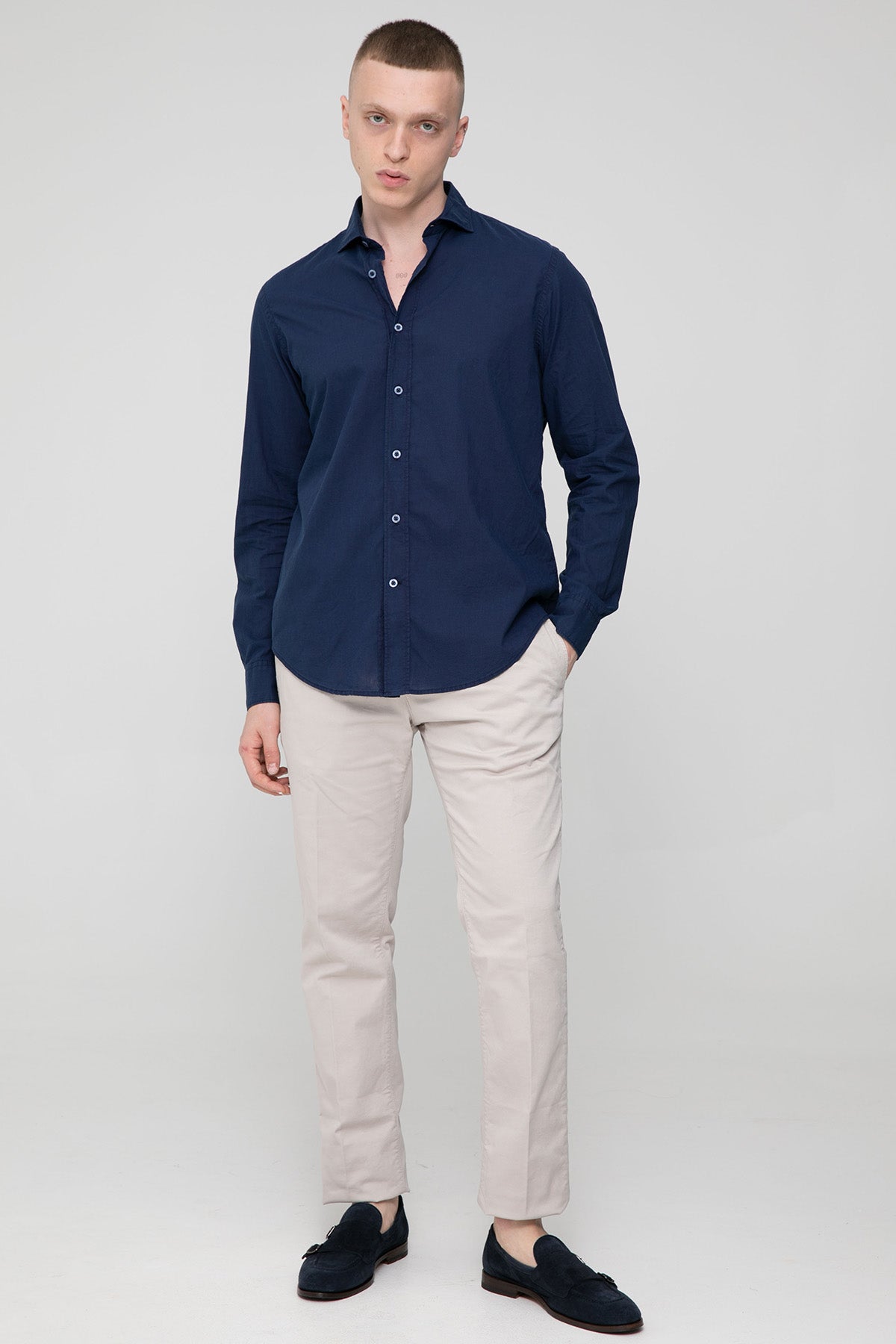 Fradi Yıkamalı İtalyan Yaka Gömlek