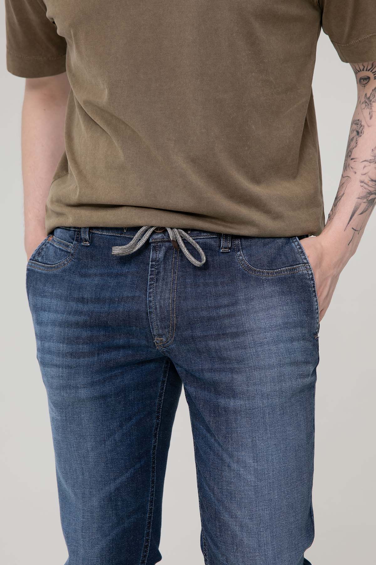 Fradi Slim Fit Beli Lastikli Yandan Cepli Jeans