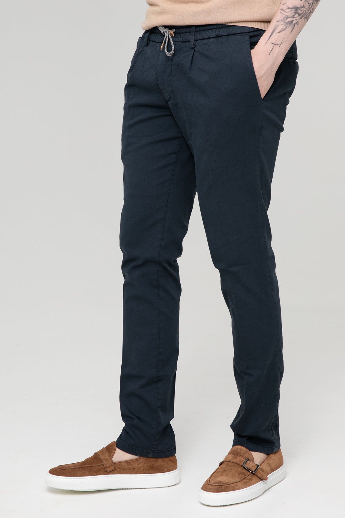 Fradi Beli Lastikli Tek Pile Yandan Cepli Pantolon