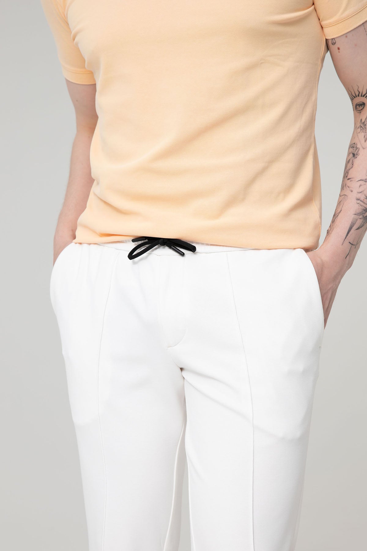 Fradi Beli Lastikli Streç Jogger Pantolon