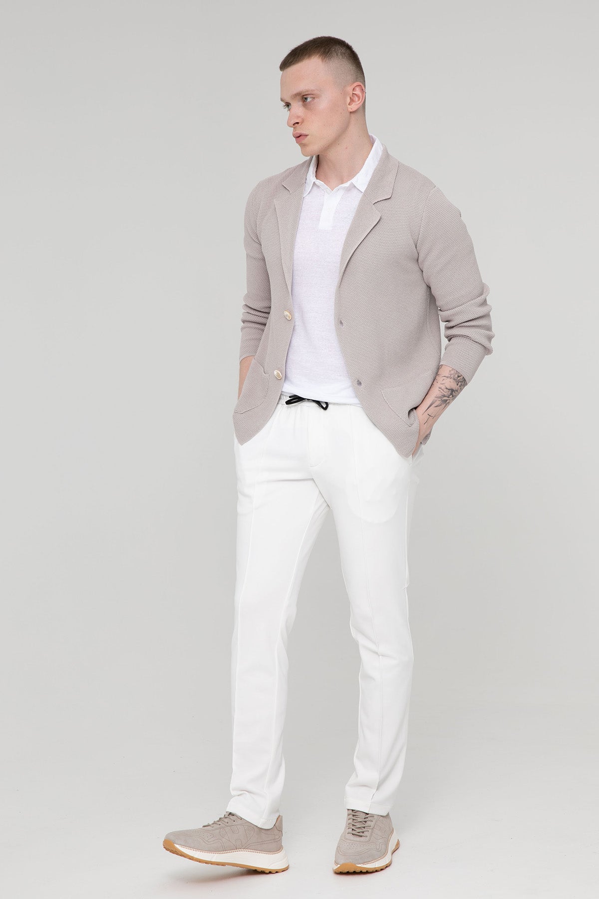 Fradi Beli Lastikli Streç Jogger Pantolon