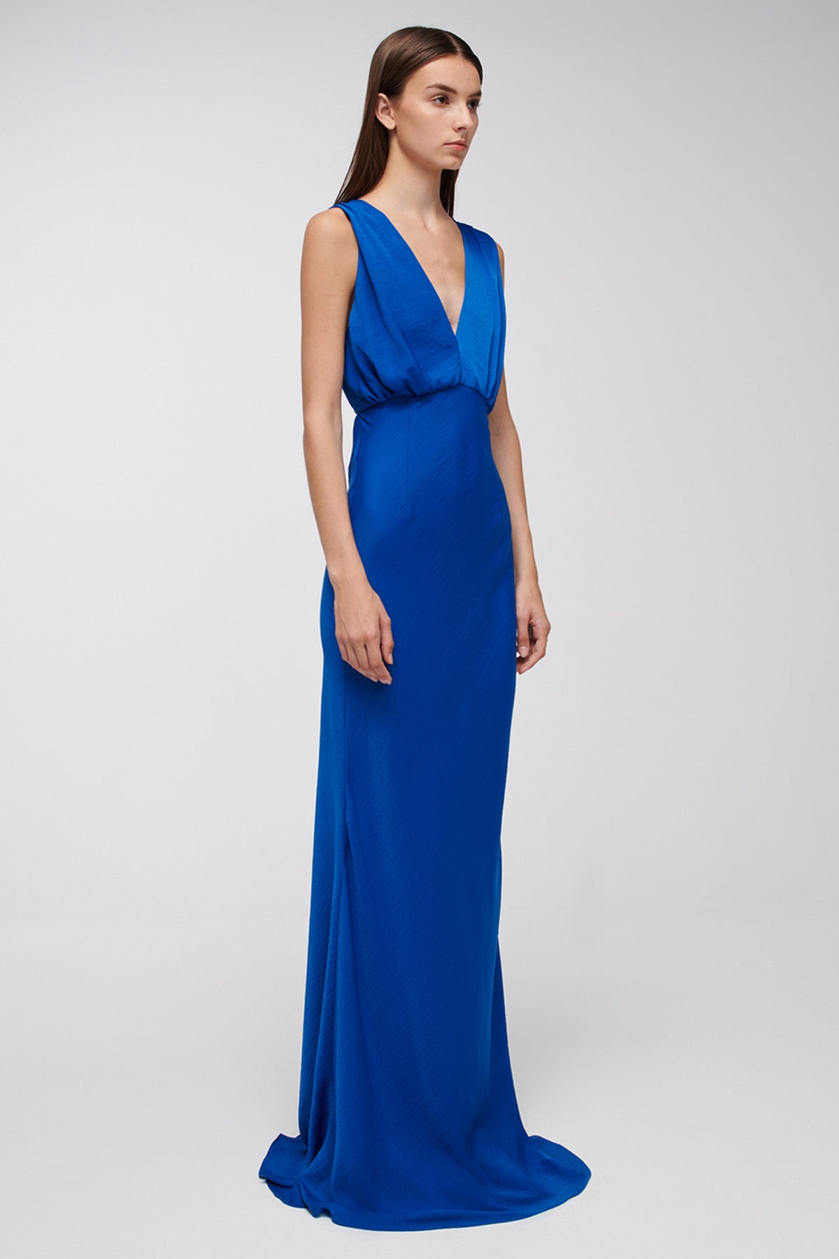 Stelios Koudounaris V Yaka Sırt Dekolteli Maxi Abiye Elbise-Libas Trendy Fashion Store