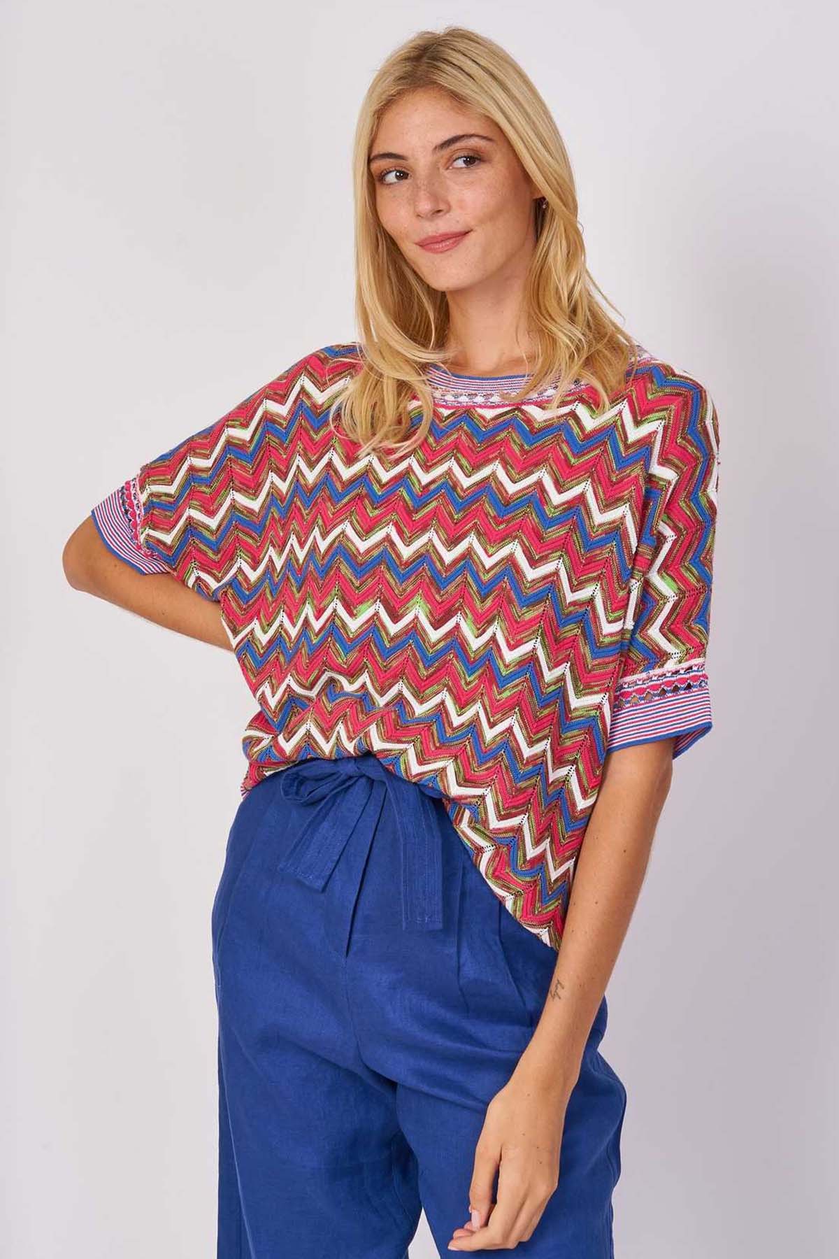 Rene Derhy Douvres Renkli Örgü Bluz-Libas Trendy Fashion Store