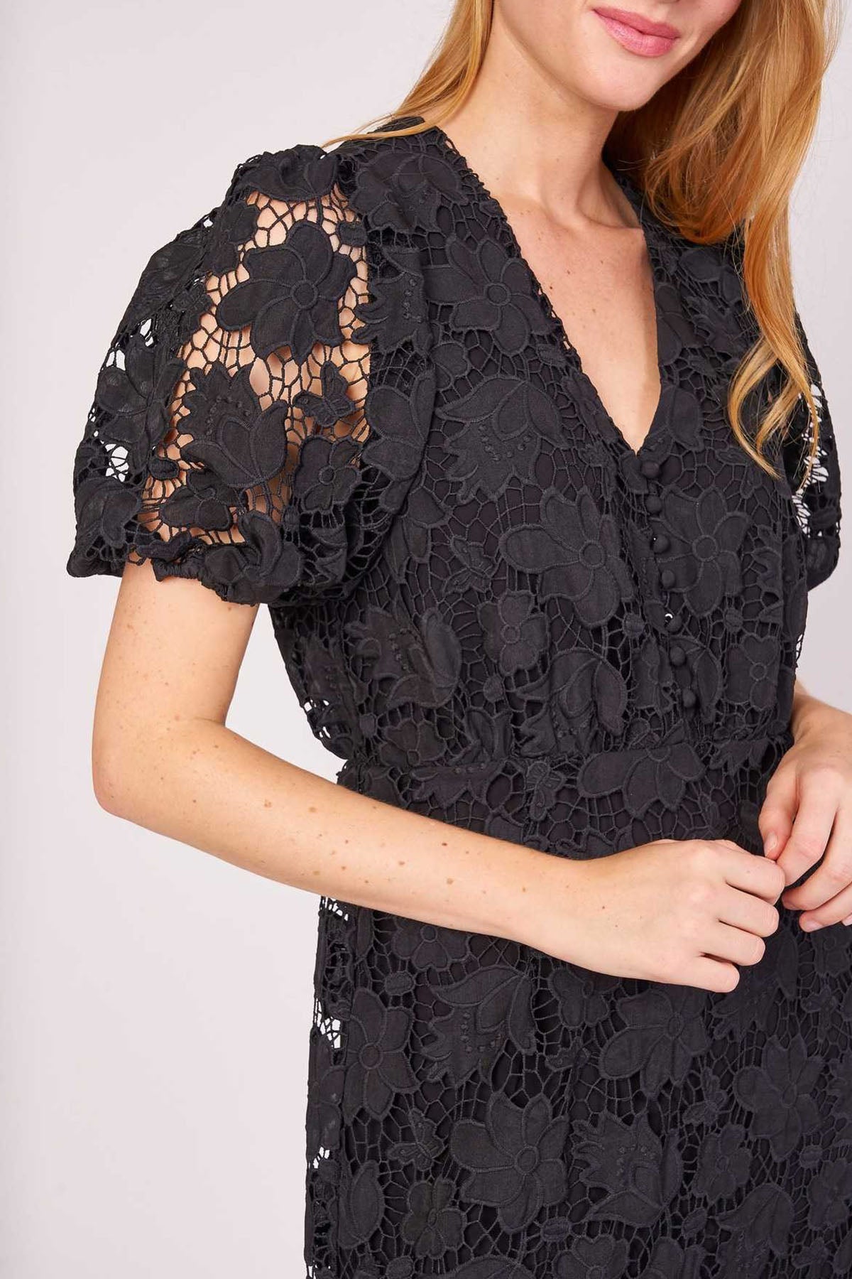 Rene Derhy Placide V Yaka Midi Elbise-Libas Trendy Fashion Store