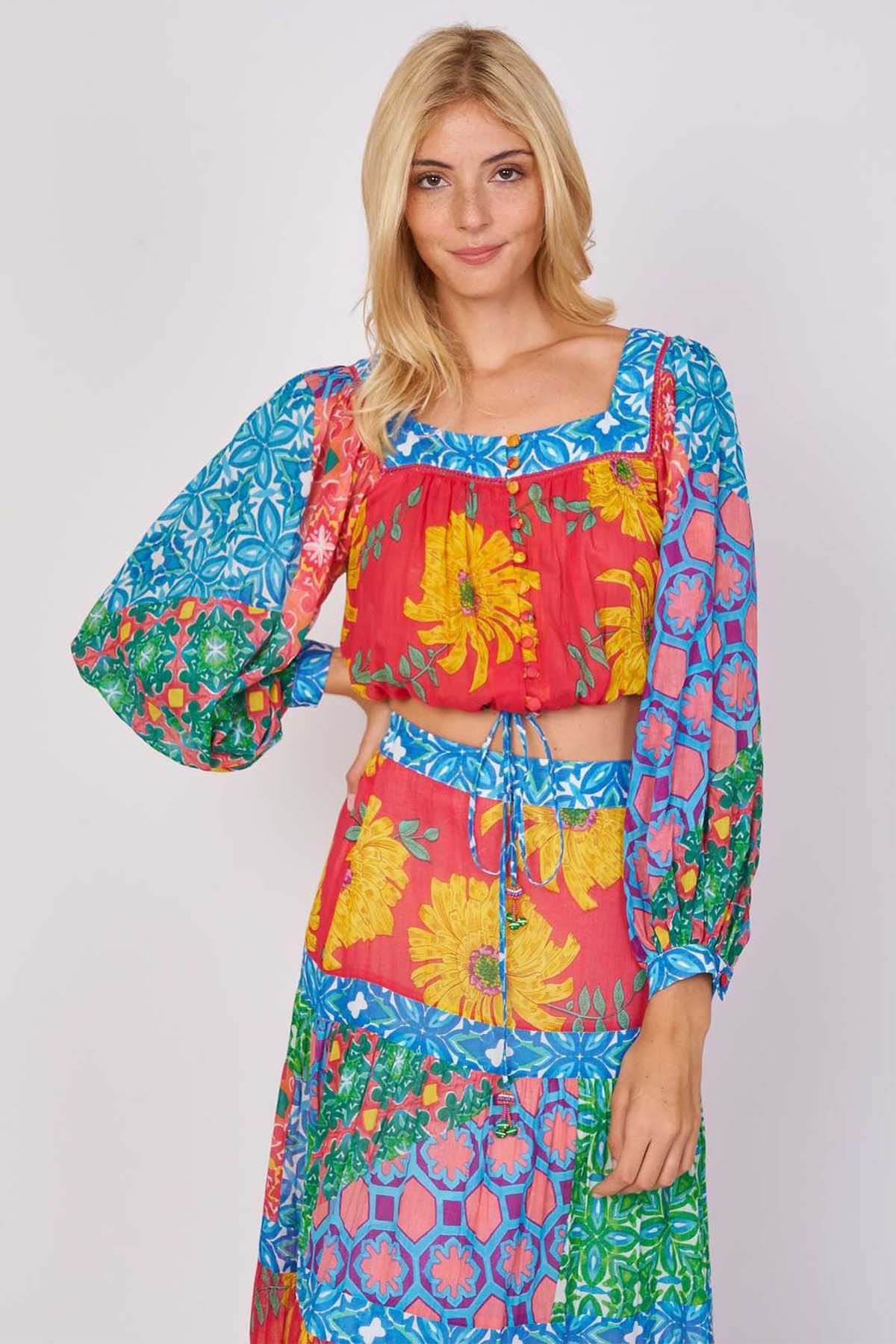 Rene Derhy Emilienne Çiçek Desenli Crop Bluz-Libas Trendy Fashion Store