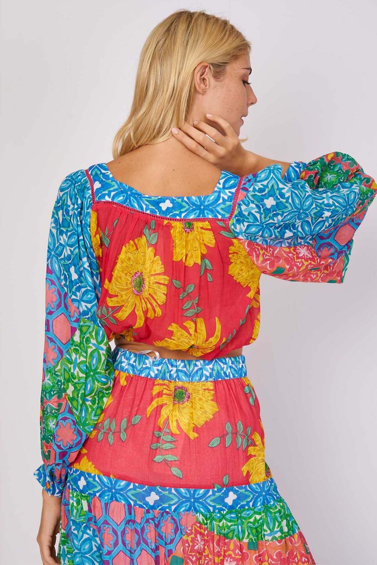 Rene Derhy Emilienne Çiçek Desenli Crop Bluz-Libas Trendy Fashion Store