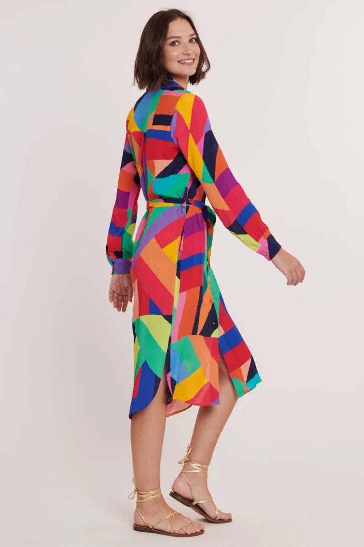 Rene Derhy Capitana Kemerli Midi Gömlek Elbise