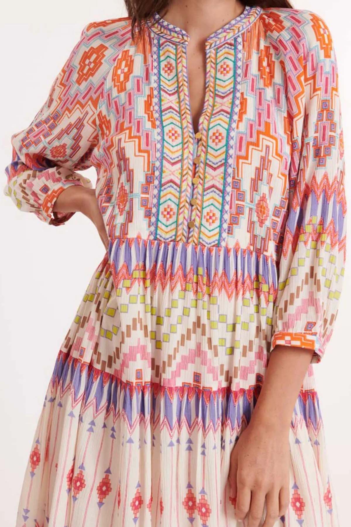 Rene Derhy Caliz Desenli Dizüstü Elbise-Libas Trendy Fashion Store