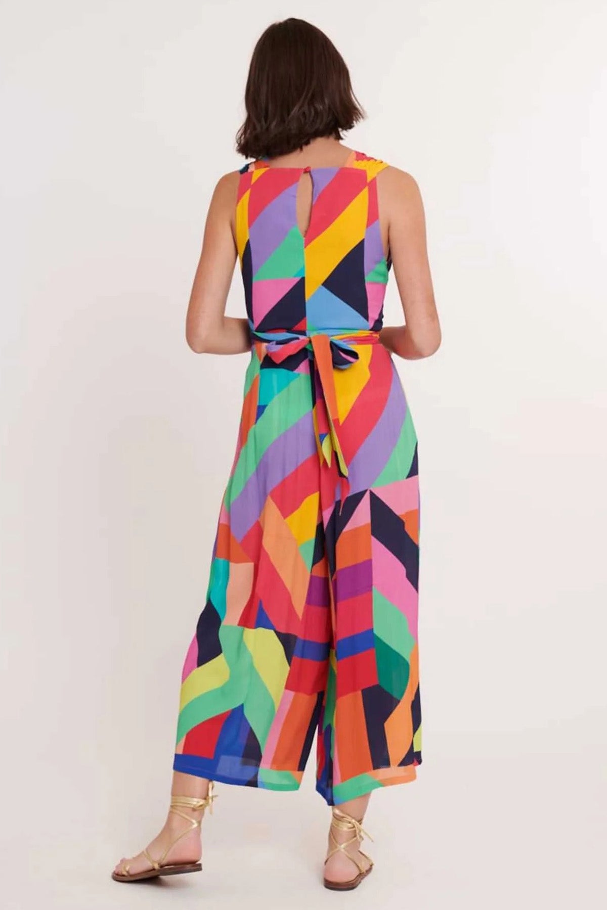 Rene Derhy Tonga V Yaka Renk Bloklu Tulum-Libas Trendy Fashion Store