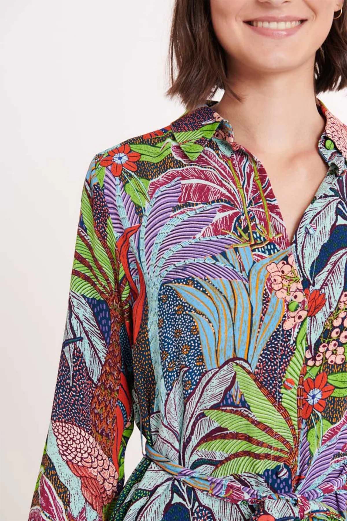 Rene Derhy Capeo Kemerli Midi Gömlek Elbise-Libas Trendy Fashion Store