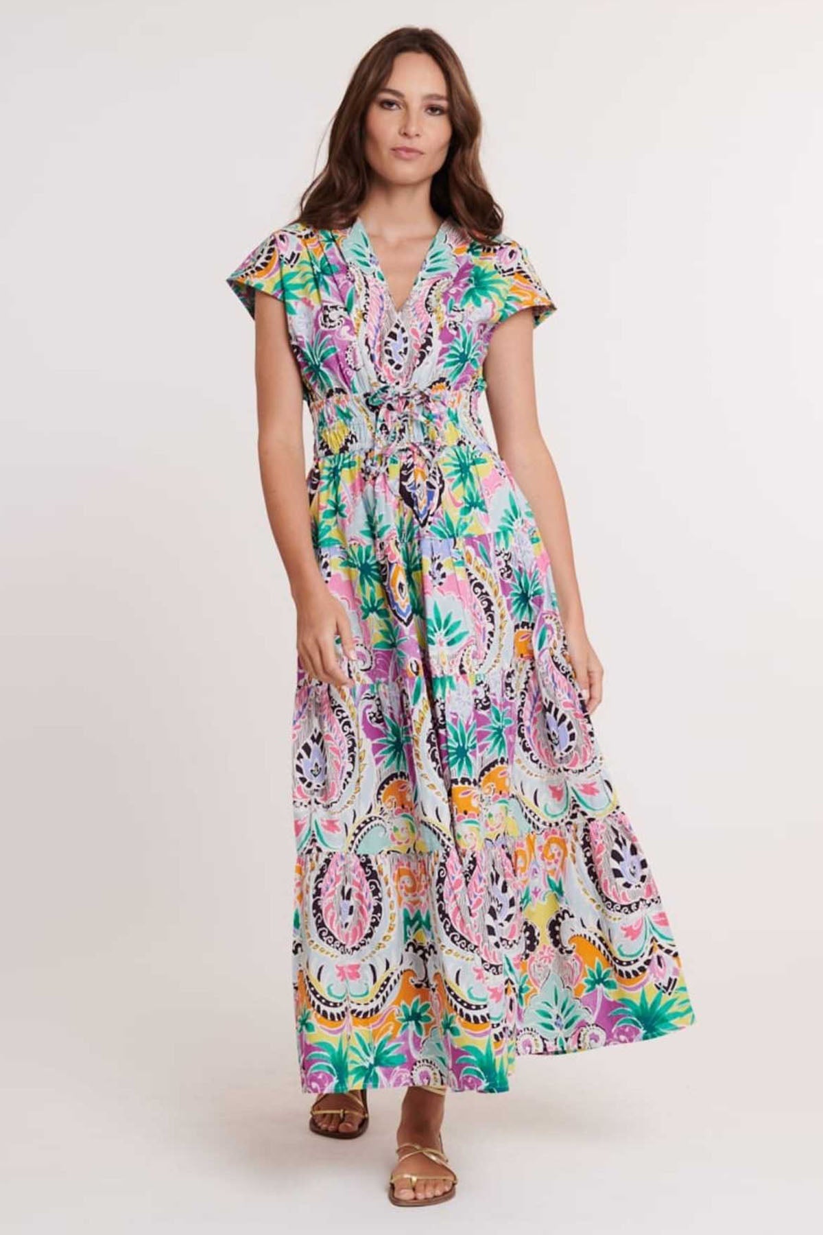 Rene Derhy Colibri V Yaka Maxi Elbise