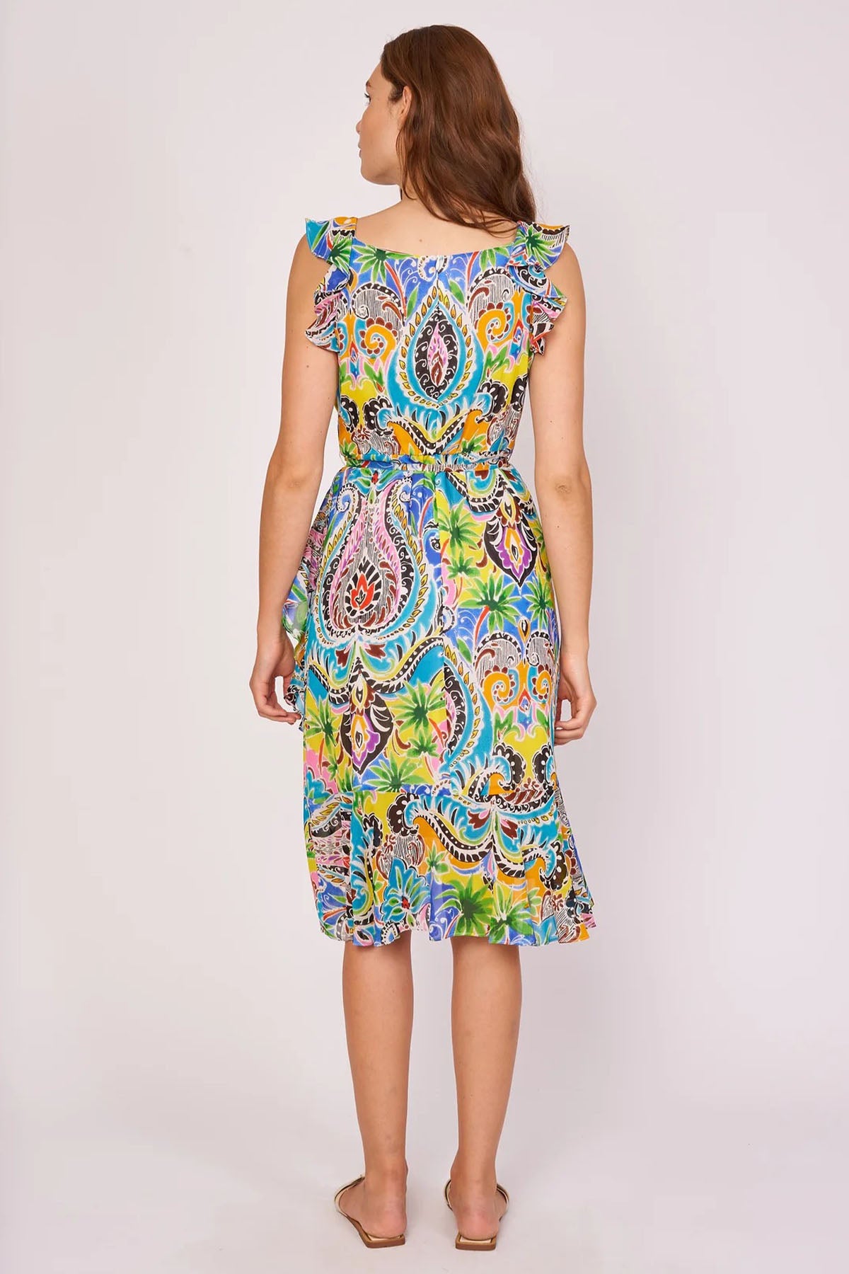 Rene Derhy Costarica V Yaka Midi Elbise-Libas Trendy Fashion Store