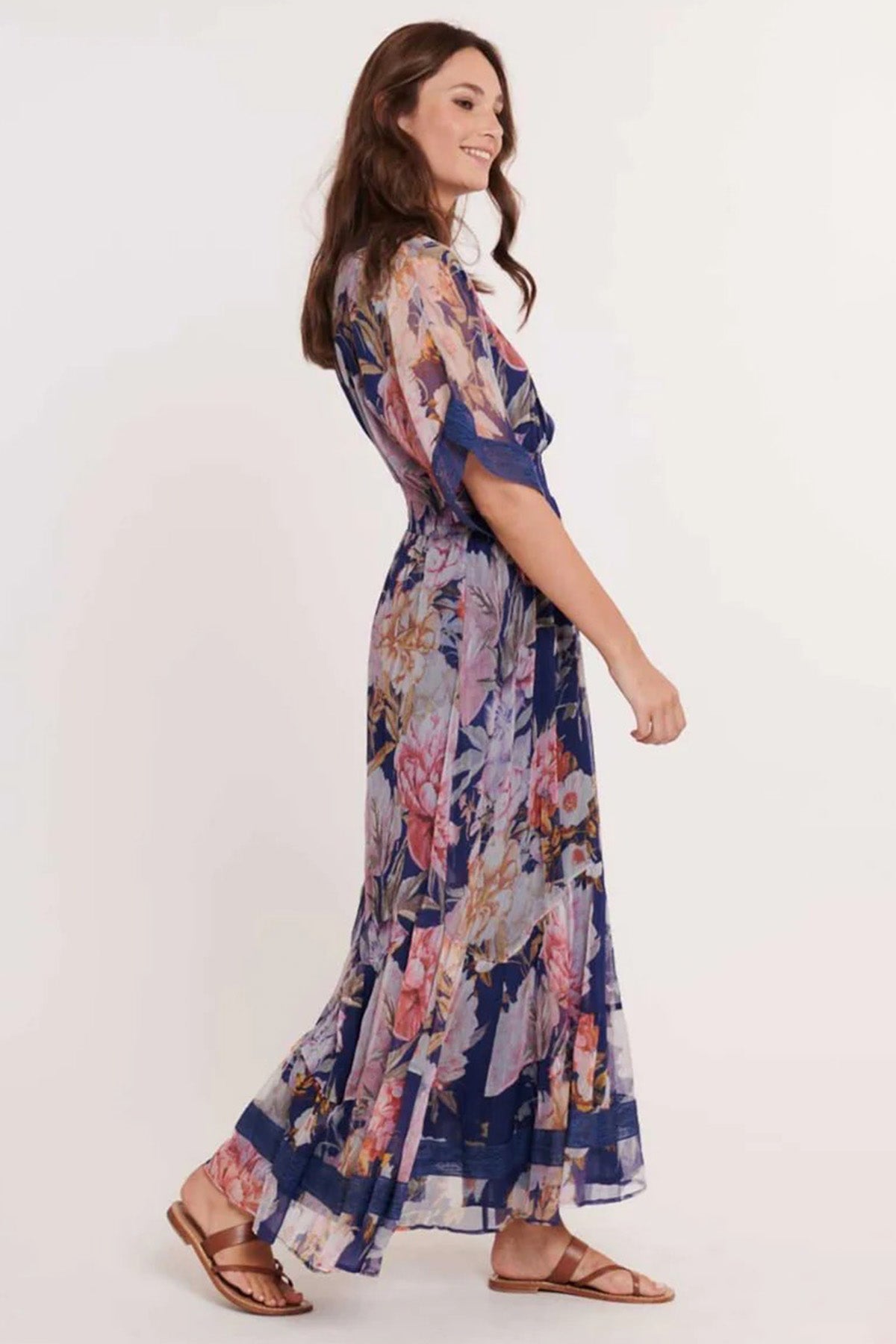 Rene Derhy Chenonceau V Yaka Maxi Elbise-Libas Trendy Fashion Store