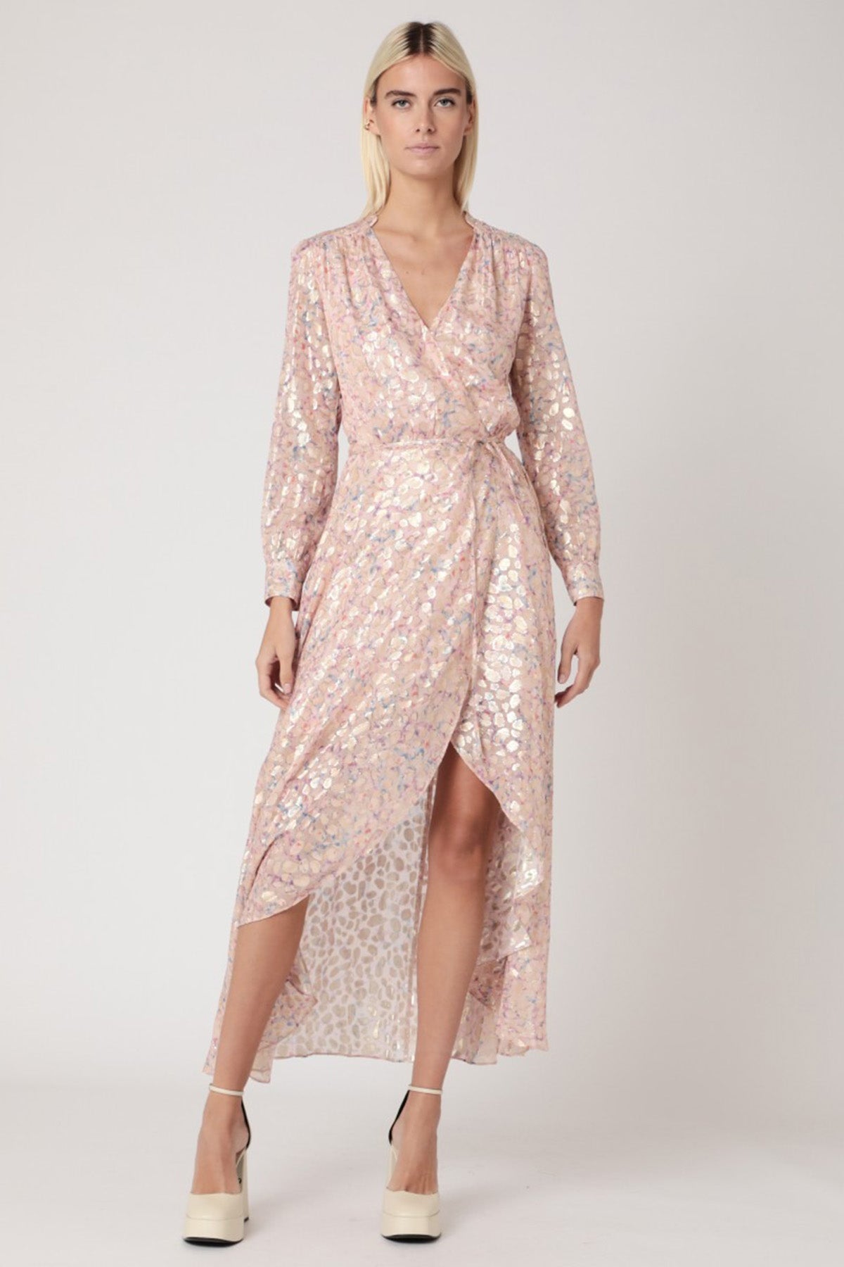 Berenice Sonia Kruvaze V Yaka Midi Elbise-Libas Trendy Fashion Store