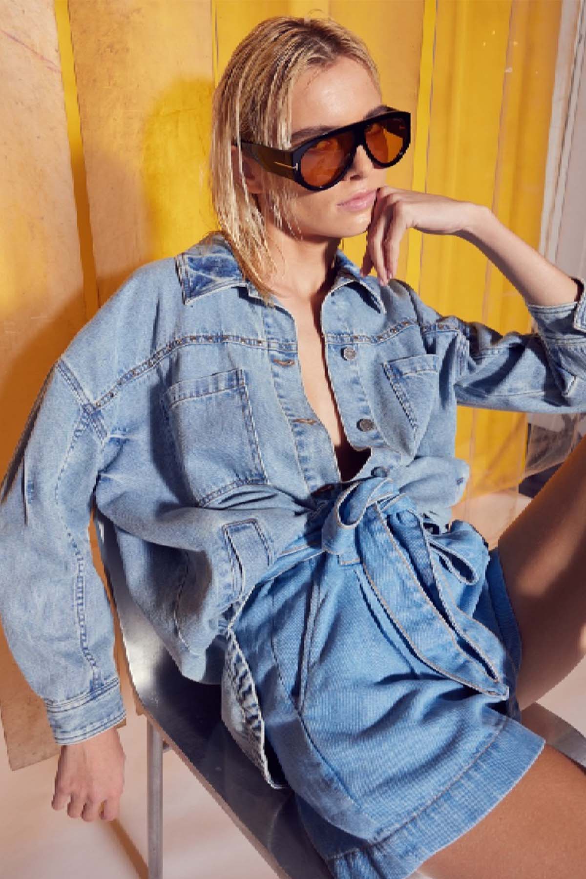 Berenice Solar Pileli Yüksek Bel Şort-Libas Trendy Fashion Store