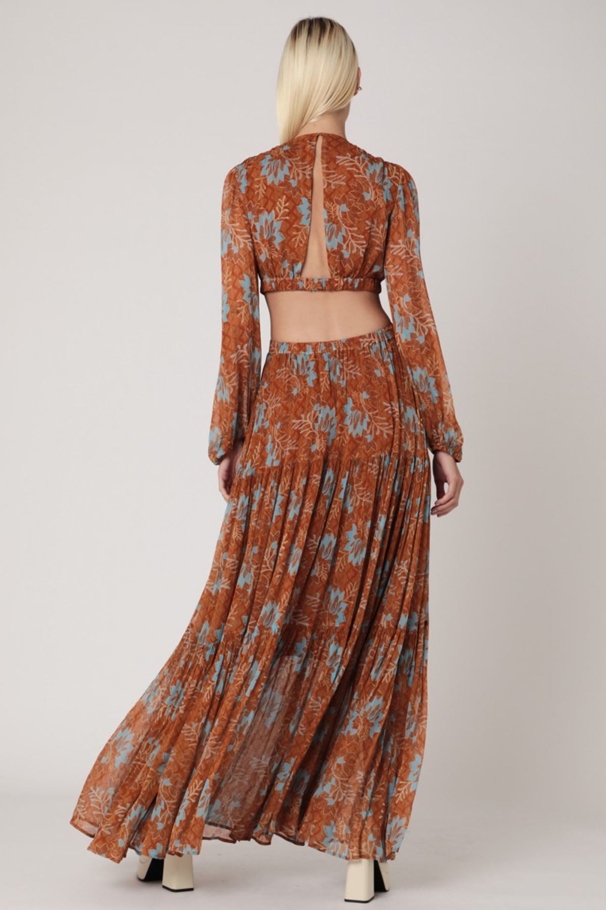 Berenice Rainbow V Yaka Maxi Elbise-Libas Trendy Fashion Store