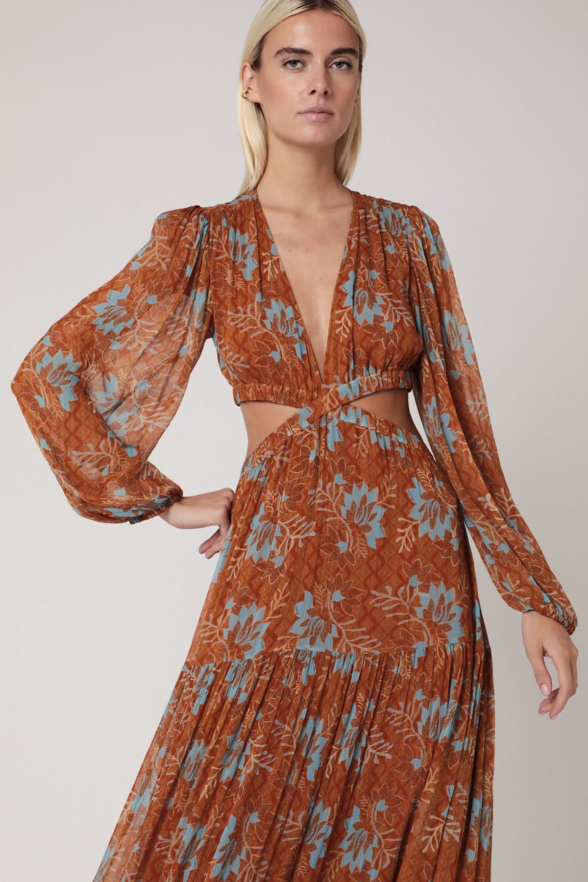 Berenice Rainbow V Yaka Maxi Elbise-Libas Trendy Fashion Store