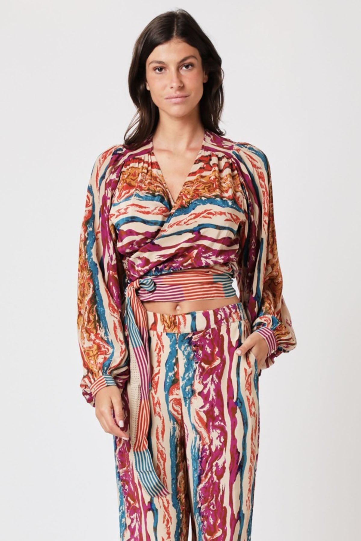 Berenice V Yaka Crop Bluz-Libas Trendy Fashion Store