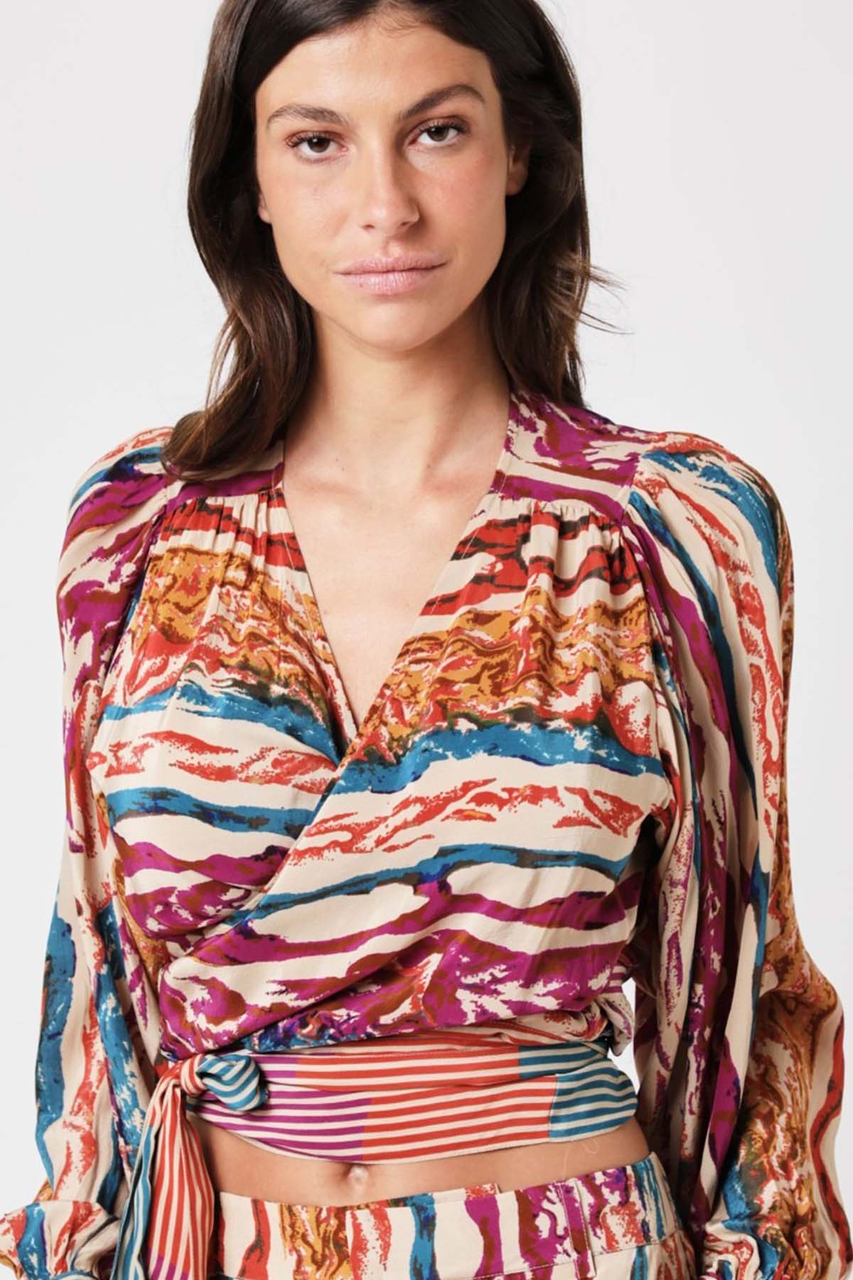 Berenice V Yaka Crop Bluz-Libas Trendy Fashion Store
