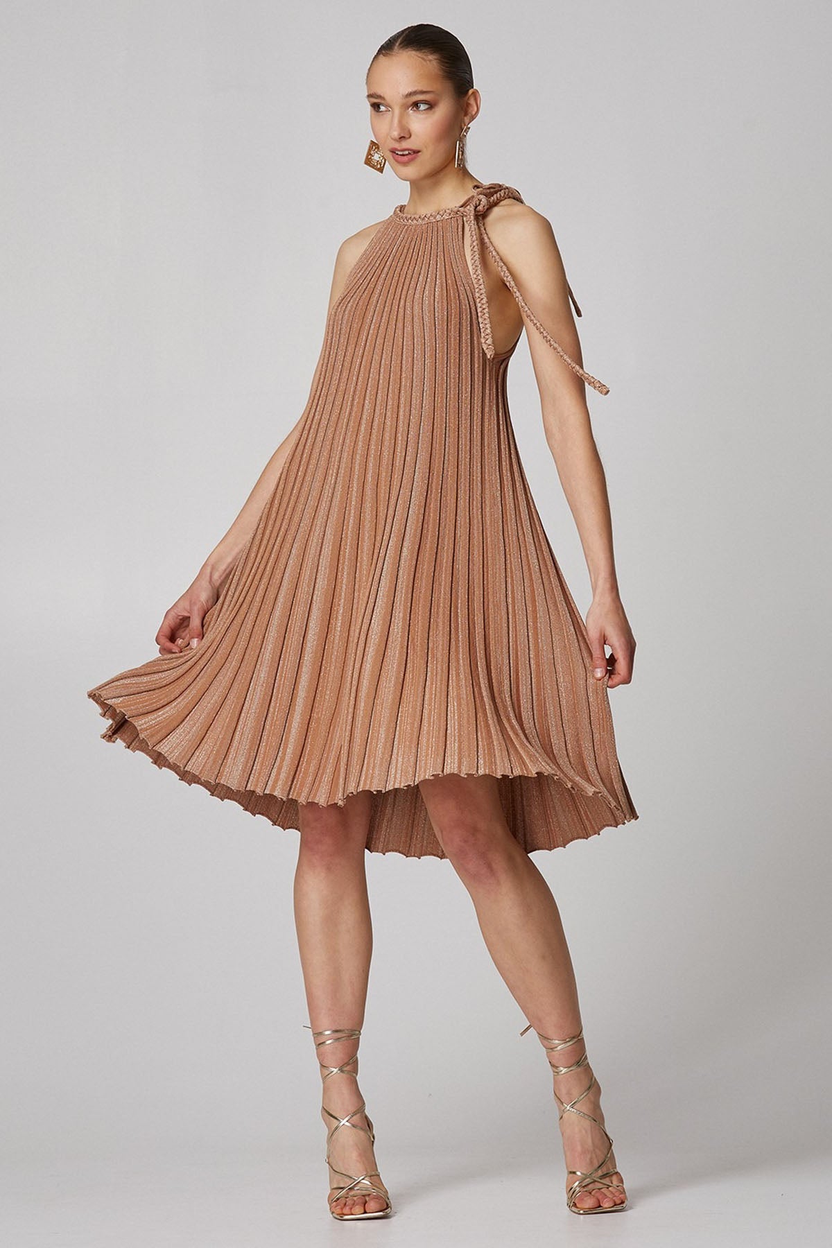 Lynne Örgü Detaylı Piliseli Dizüstü Abiye Elbise-Libas Trendy Fashion Store