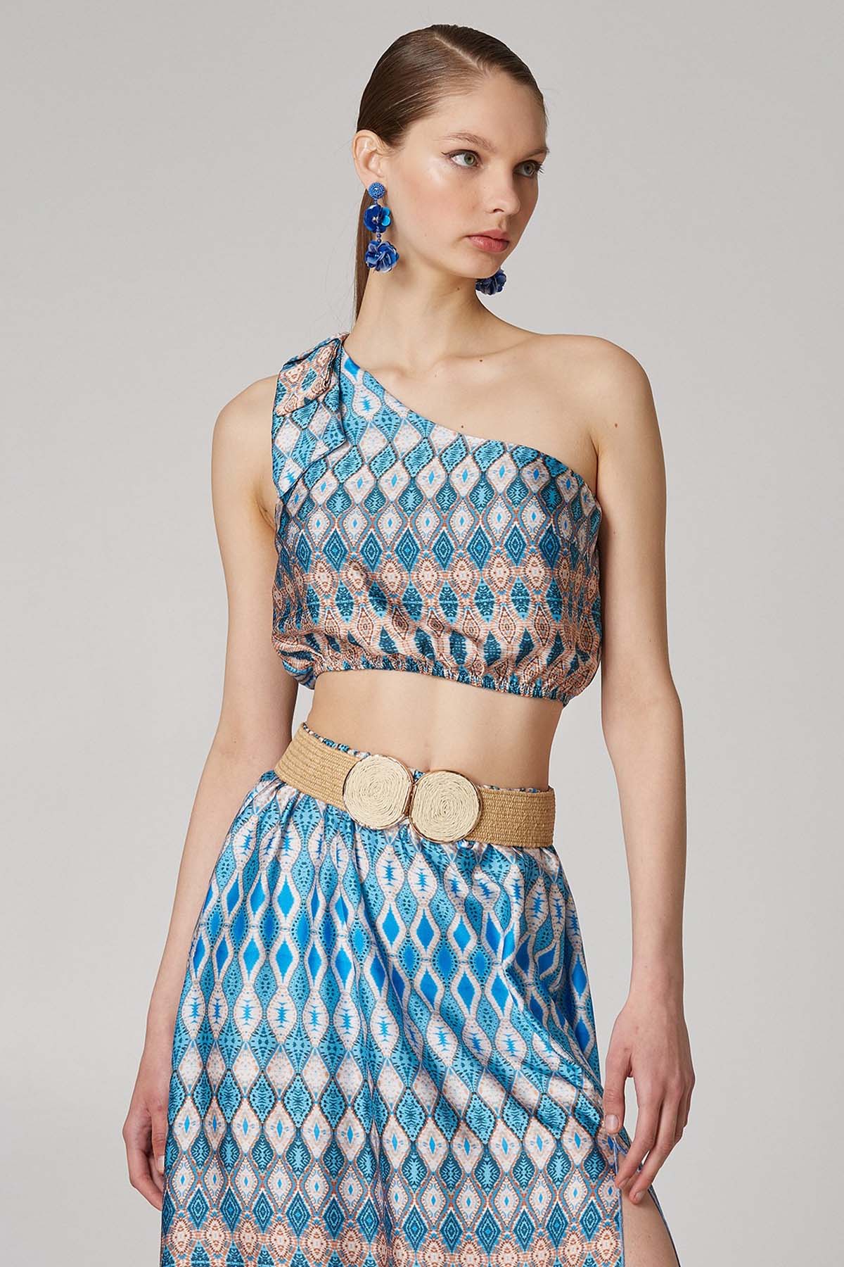 Lynne Tek Omuzlu Crop Bluz-Libas Trendy Fashion Store