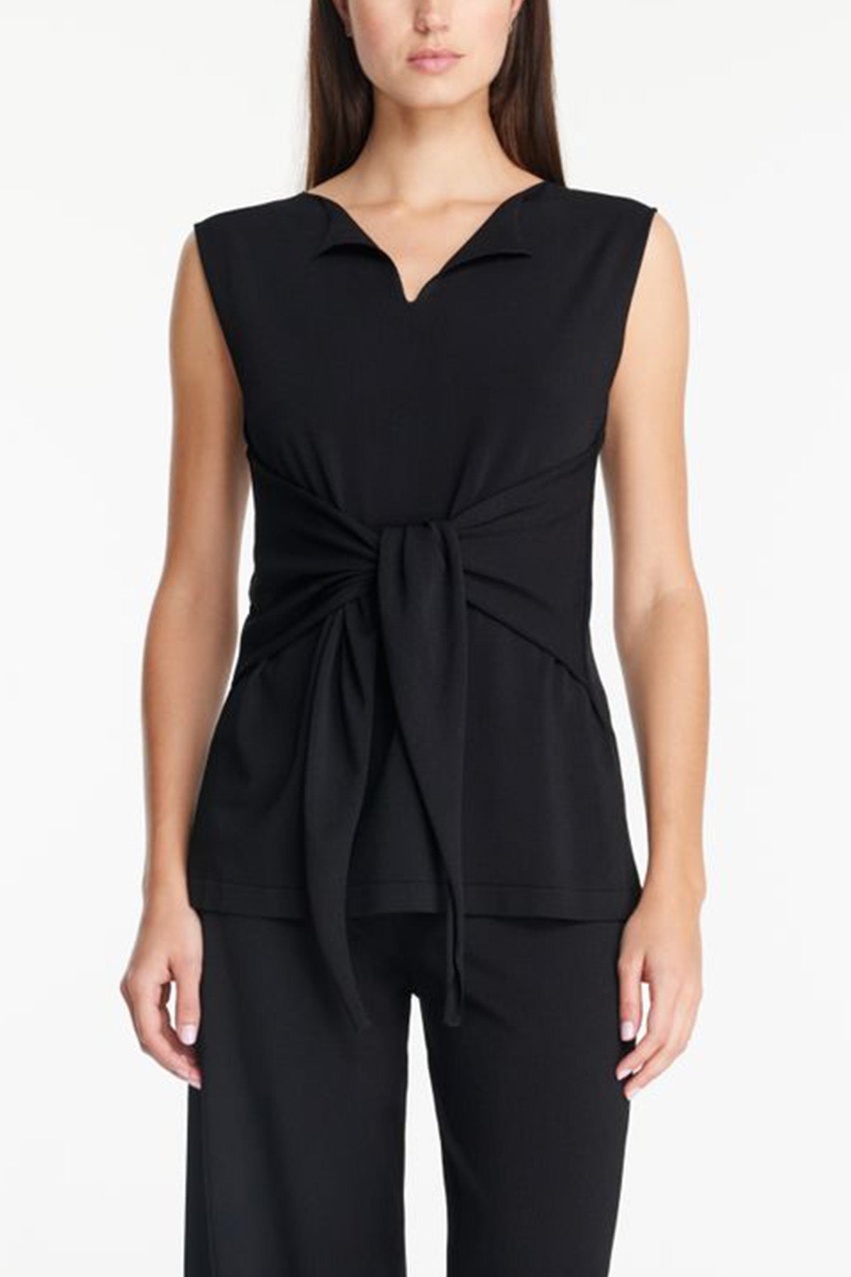 Sarah Pacini V Yaka Kuşaklı Kolsuz Bluz-Libas Trendy Fashion Store