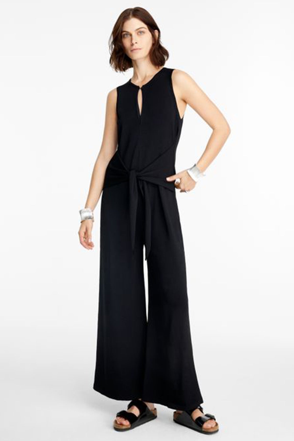 Sarah Pacini Yuvarlak Yaka Kuşaklı Tulum-Libas Trendy Fashion Store