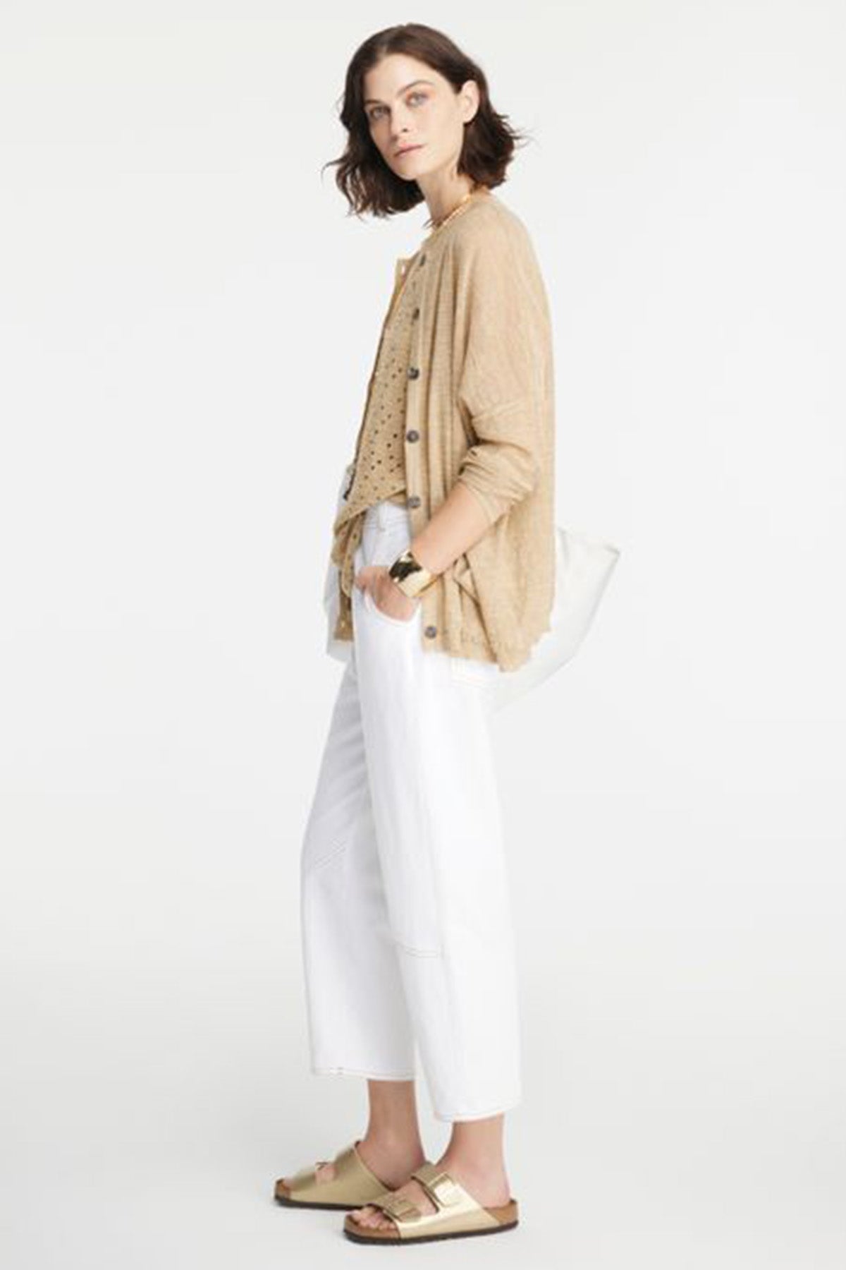 Sarah Pacini Yuvarlak Yaka Ketenli Bluz-Libas Trendy Fashion Store