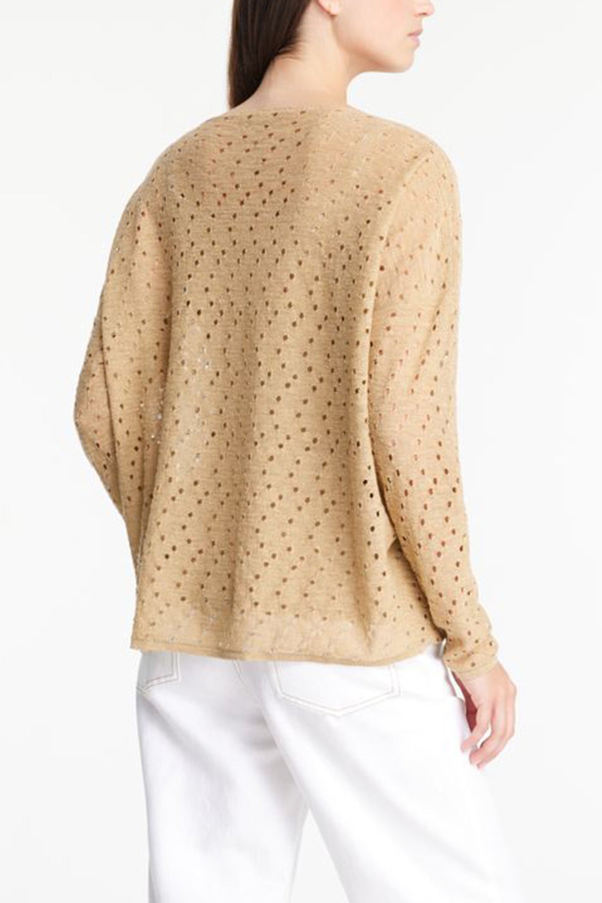 Sarah Pacini V Yaka Ketenli Triko-Libas Trendy Fashion Store