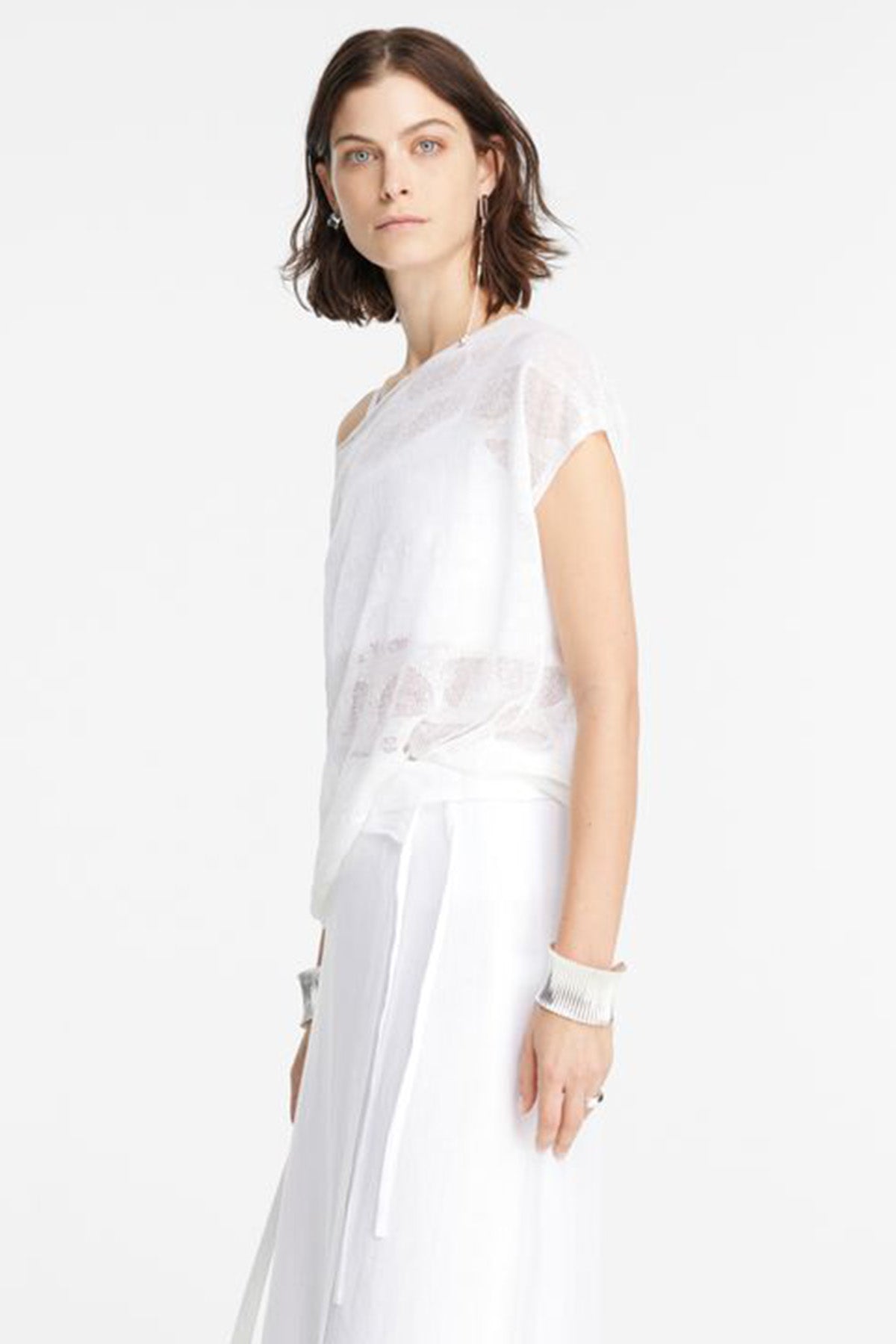 Sarah Pacini Yuvarlak Yaka Keten Bluz-Libas Trendy Fashion Store