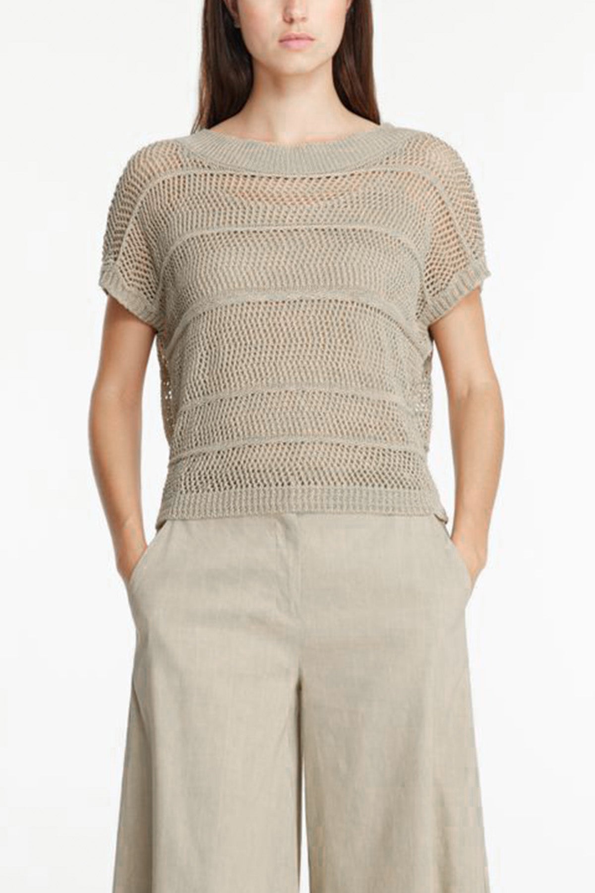 Sarah Pacini Yuvarlak Yaka Örgü Keten Bluz-Libas Trendy Fashion Store