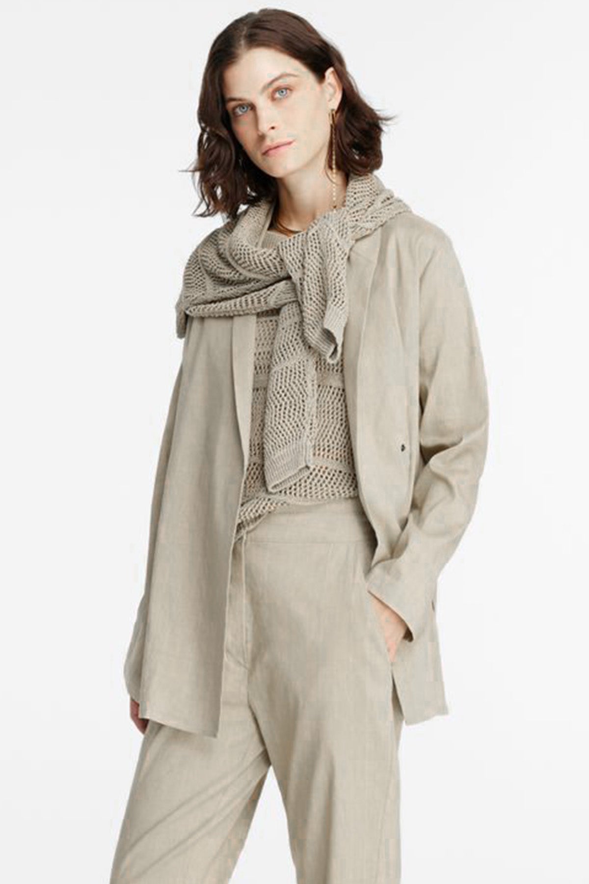 Sarah Pacini Yuvarlak Yaka Örgü Keten Bluz-Libas Trendy Fashion Store